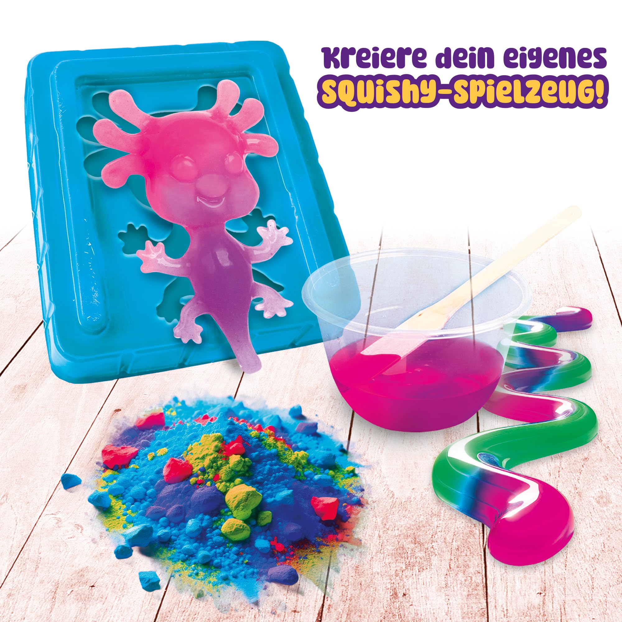 Lisciani - SLUMI Science Squish Axolotl zestaw naukowy "zrób to sam" od 7 lat – Squishy samodzielne wykonanie z kolorami i kształtami – eksperyment chemiczny dla dzieci – zabawka przeciw stresowi
