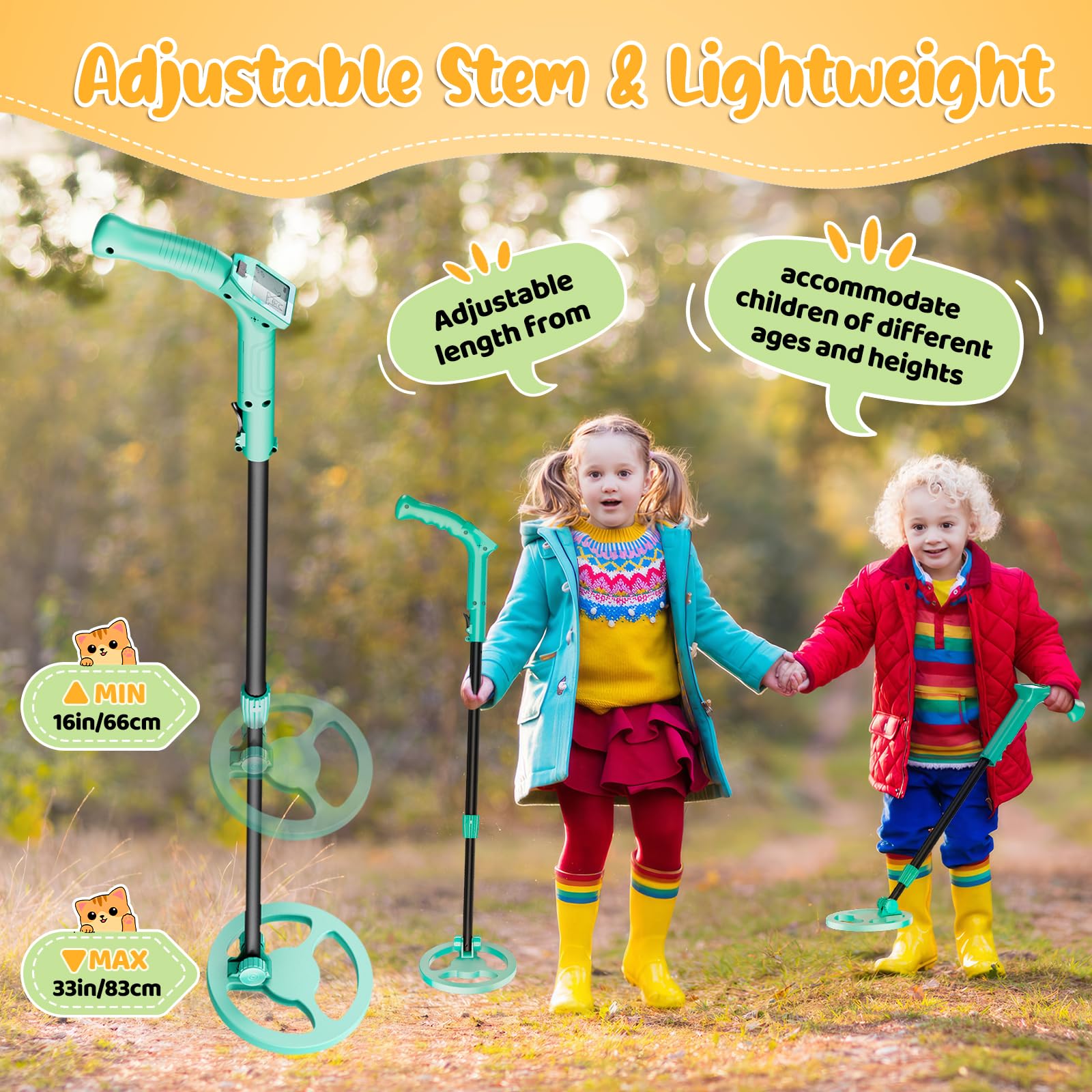 Metalldetektor Für Kinder Leicher Gold Detektor 62-85 Cm Verstellbar Mit LCD -Display Rosa