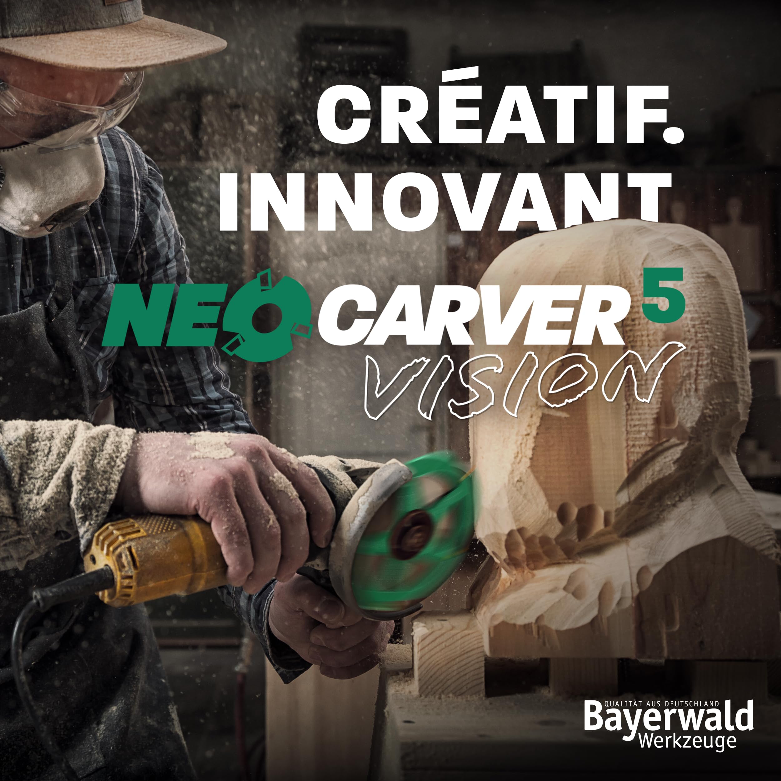 Bayerwald NeoCarver 5 Vision V2 Disque de fraisage en métal dur pour bois 115 mm x 22,2