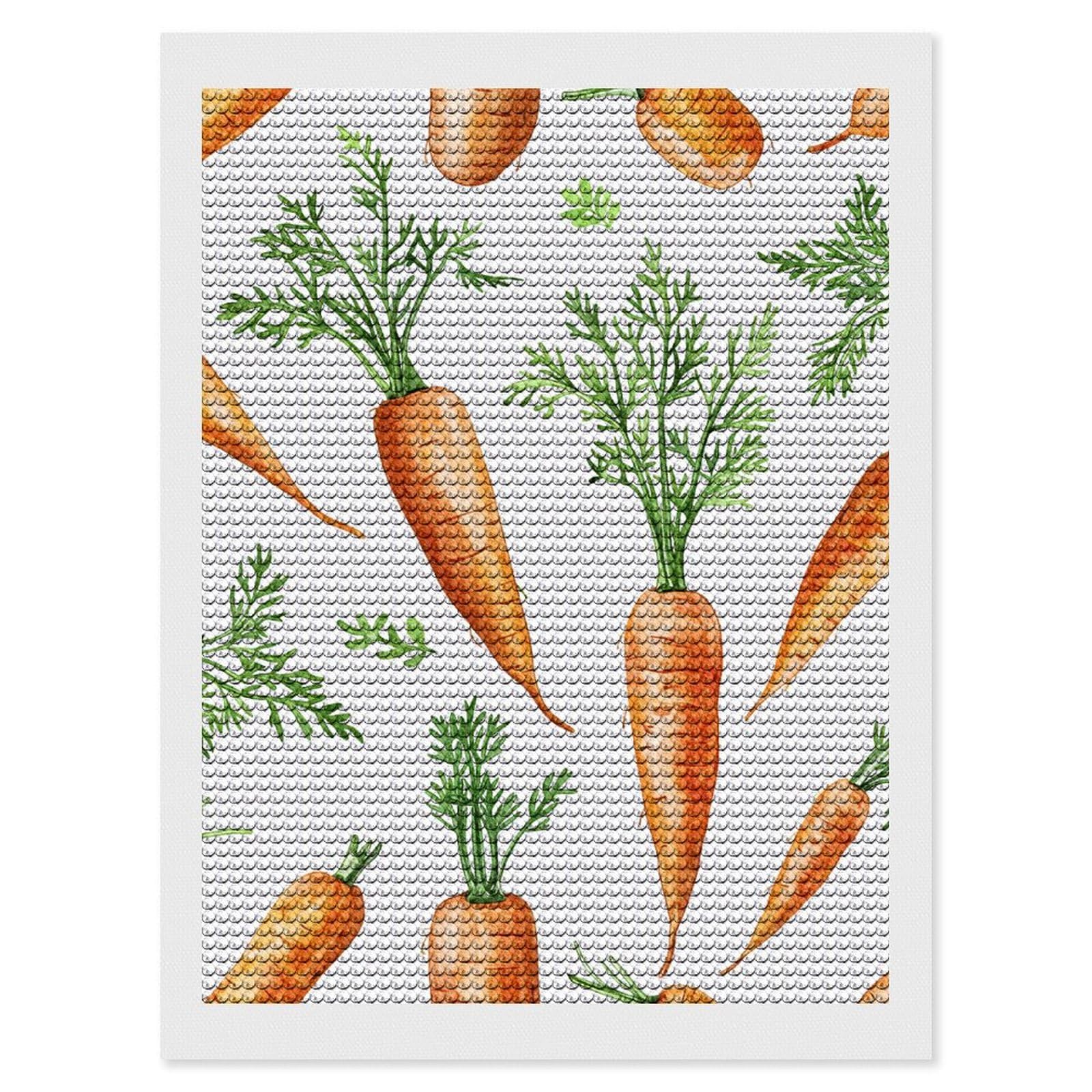 Fresh Carrot Pattern Diamond Painting Kits for Adults, DIY 5D Diamond Painting Kits for Beginners, Round Full Drill Diamond Dots Paintings, Diamonds Pictures Gem Art for Crafts Home Decor 12"x16"
