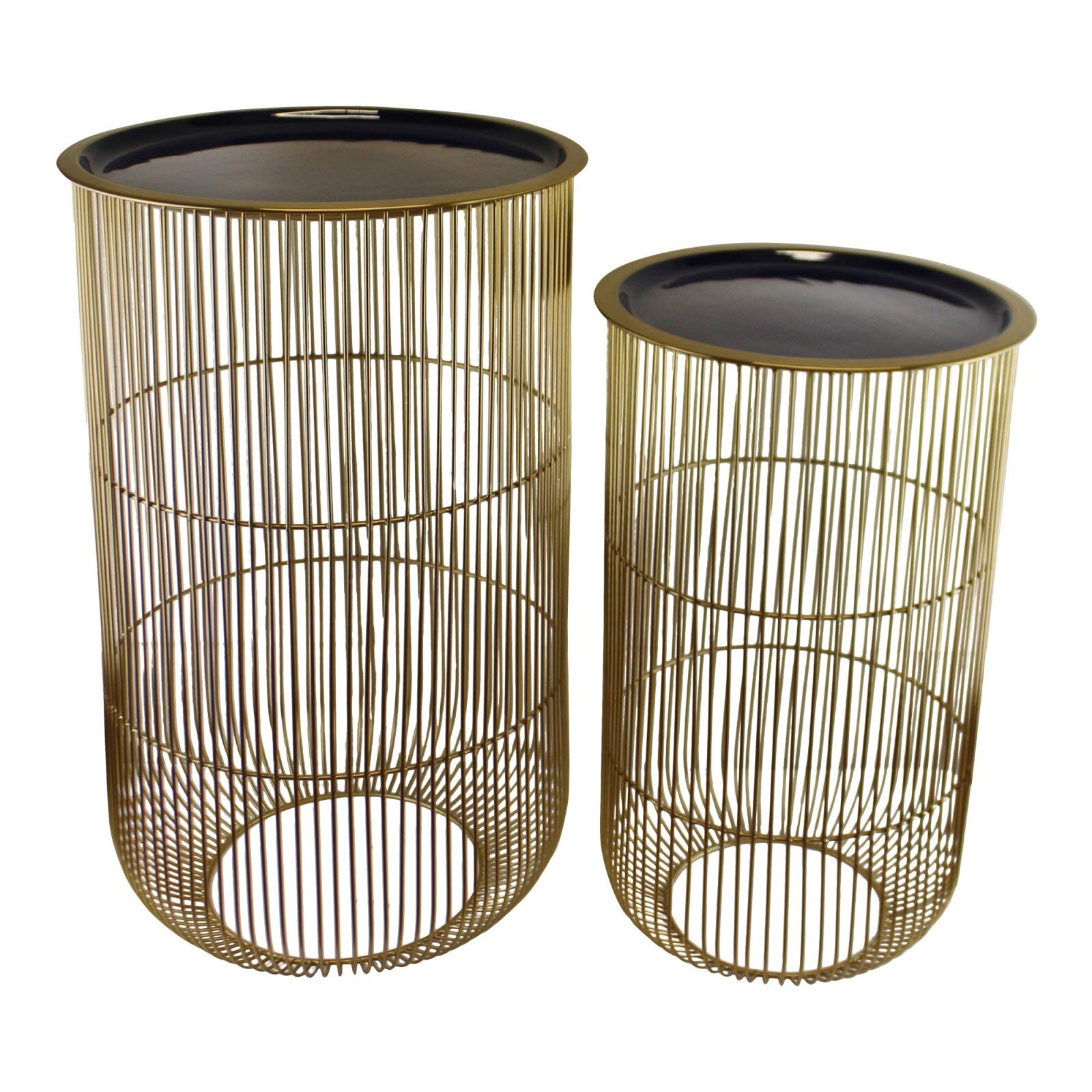 HoitoDeals Side Tables in Gold & Navy Blue For Home (Set of 2)