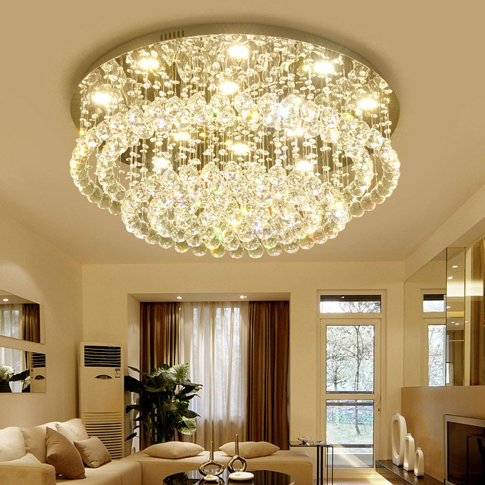 Lustre en cristal K9 avec 3 couleurs d'éclairage et 6 ampoules GU10 incluses