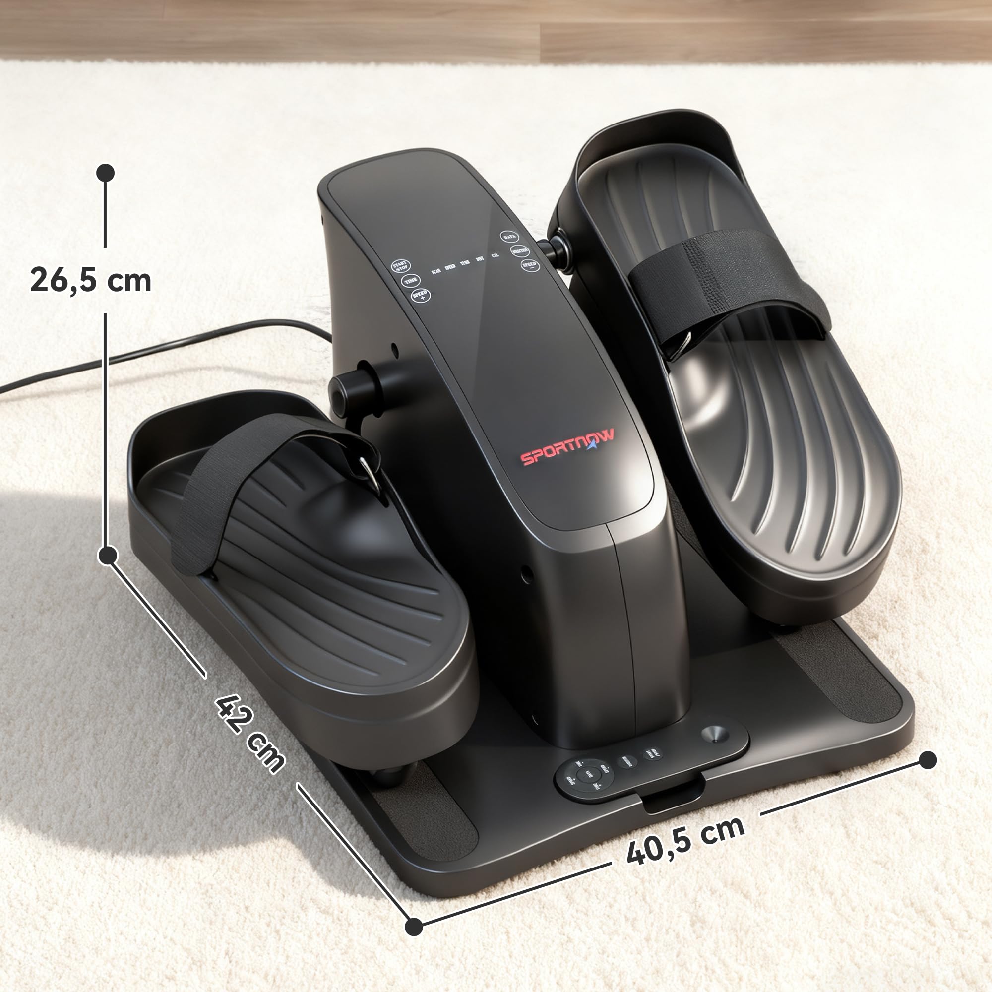 SPORTNOW Mini vélo elliptique pour la Maison Vélo elliptique électrique avec télécommande Écran LED 12 Vitesses Antidérapant Silencieux Portable Vélo de Jambes pour Seniors Adultes