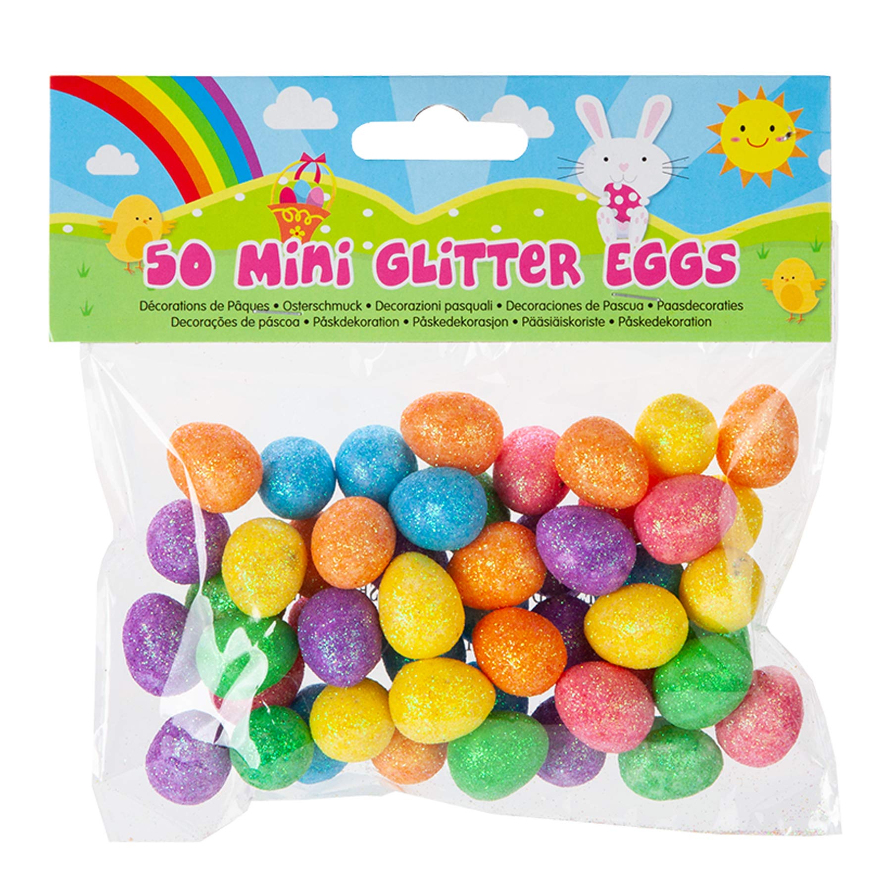 Pms Multicolor Easter Decorations, Bonnet Arts And Crafts, Egg Hunt - 50 Pk 2Cm Glitter Eggs