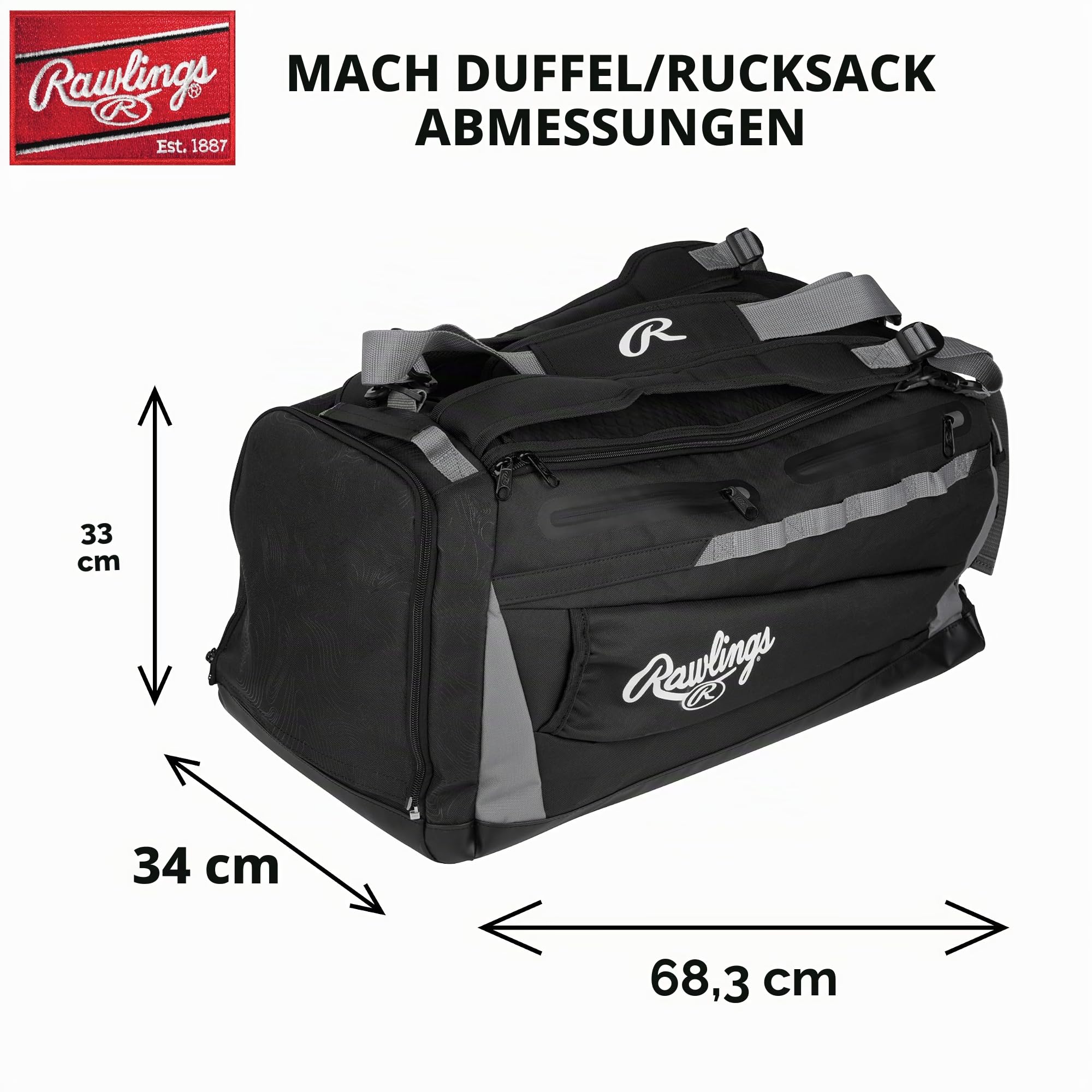 Rawlings | MACH Hyrbid Rucksack/Duffle Ausrüstungstasche | Baseball und Softball