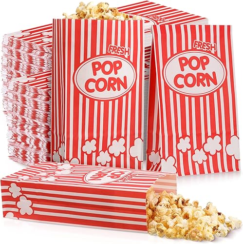 200 bolsas de palomitas de maíz, bolsas de papel para palomitas de maíz, resistentes a la grasa, bolsas de palomitas de maíz de una sola porción,