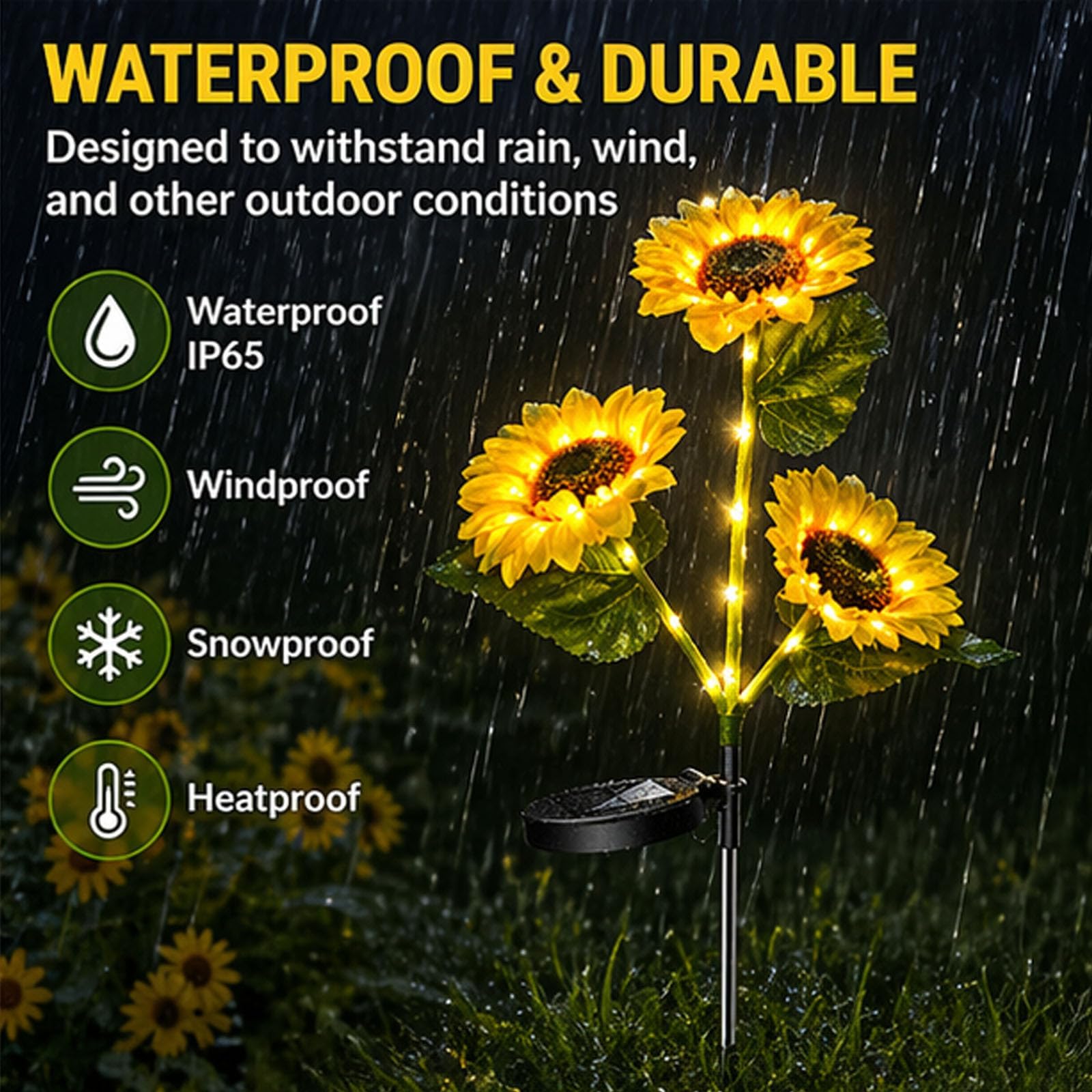 Girasoli ad energia solare per esterni, girasoli solari impermeabili per esterni, luci da giardino a forma di fiore, accensione e spegnimento automatico per giardino, cortile, patio (singolo (serie 5