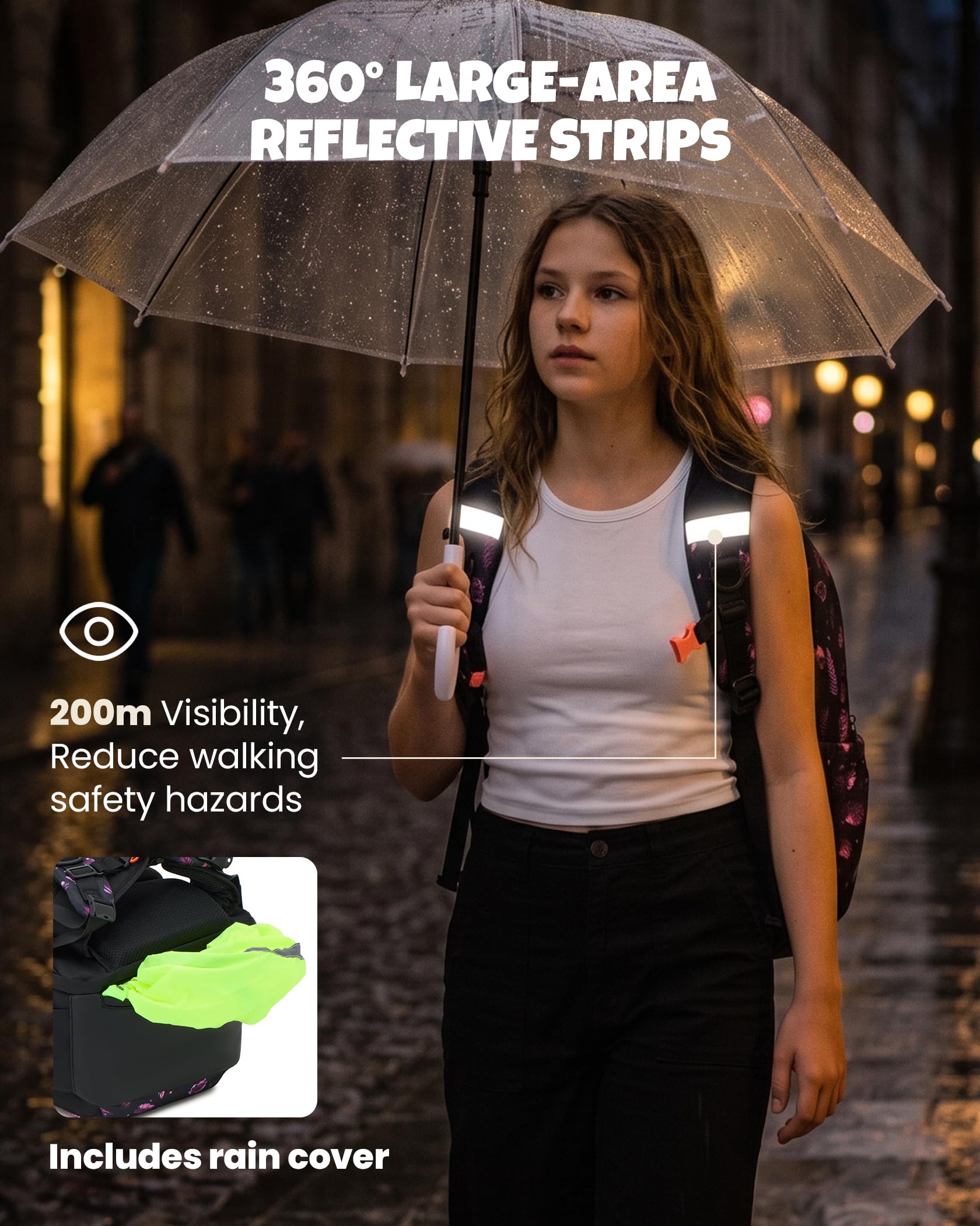 Torby szkolne Ergonomiczny plecak dla chłopca i dziewczynki, casualowy czarny plecak z pokrowcem przeciwdeszczowym, przegródką na laptopa, zdejmowanym pasem biodrowym, plecak na podróże na zewnątrz do