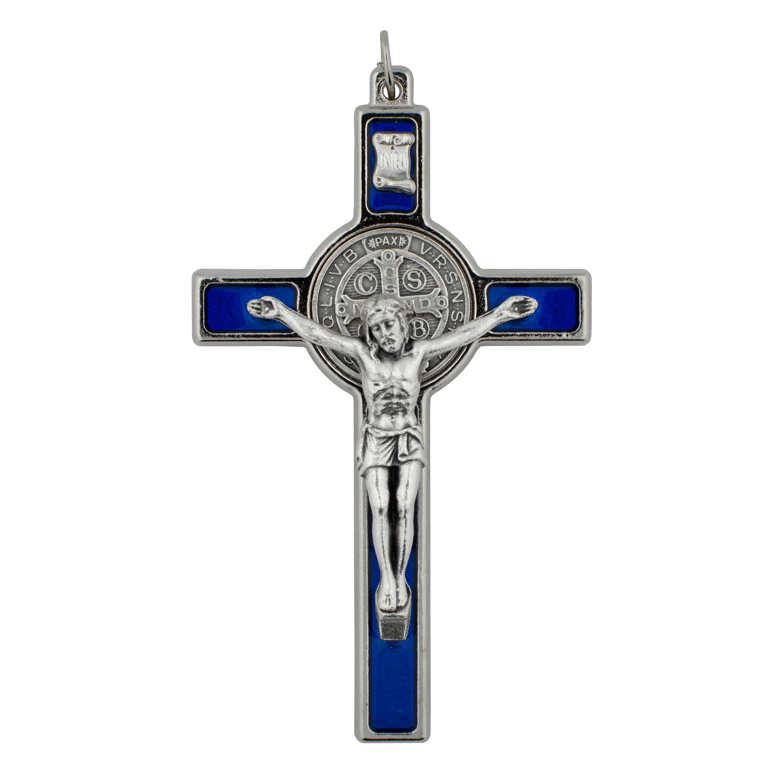 3" Saint Benedict Medal Crucifix Pendant | Patron Saint of Students and Europe | Perfect Addition to a Necklace or Rosary | Great Catholic Gift | Made in Italy
