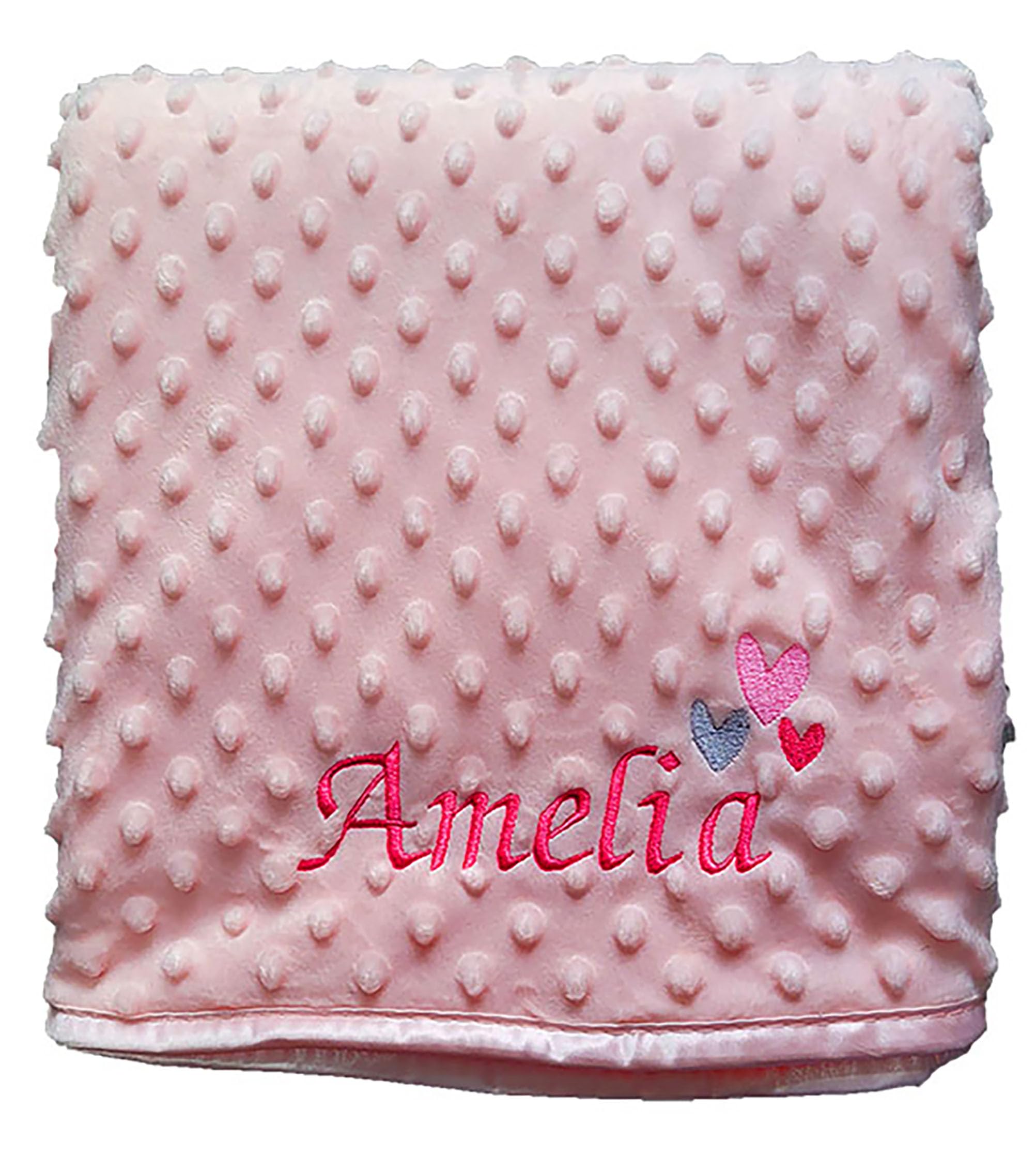 Personalised embroidered baby bubble luxury blanket baby boy baby girt neutral gift (Pink)