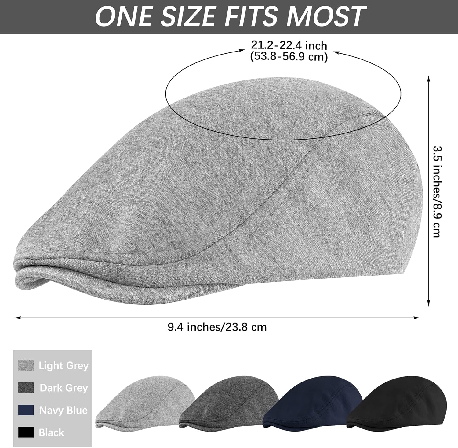 KUTTOR 4 Pieces Newsboy Men's Hat Newsboy Cap Flat Cap Soft Stretch Fit Men Cap Cabbie Hunting Cap for Men Outdoor Daily Use - Image 2