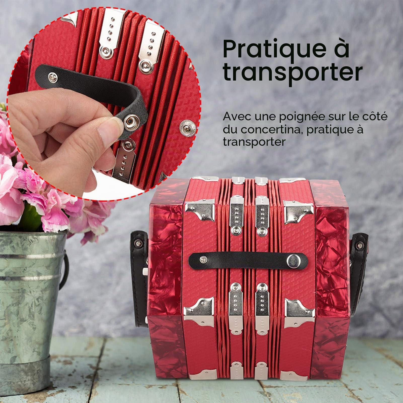 Concertina facile à apprendre à jouer pour la pratique des débutants(Red)