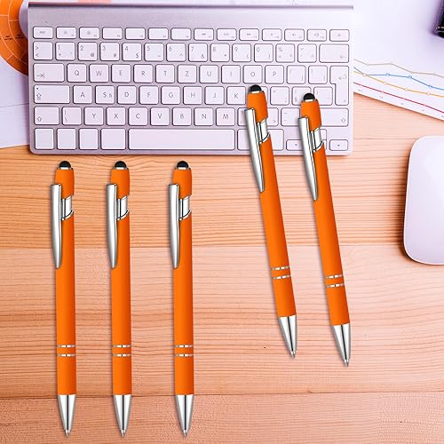 Miniatura 6 de Lragvtbk 8 bolígrafos de tinta azul con punta de lápiz digital 2 en 1, bolígrafos de metal, para pantallas táctiles, colegio, oficina, compañeros de