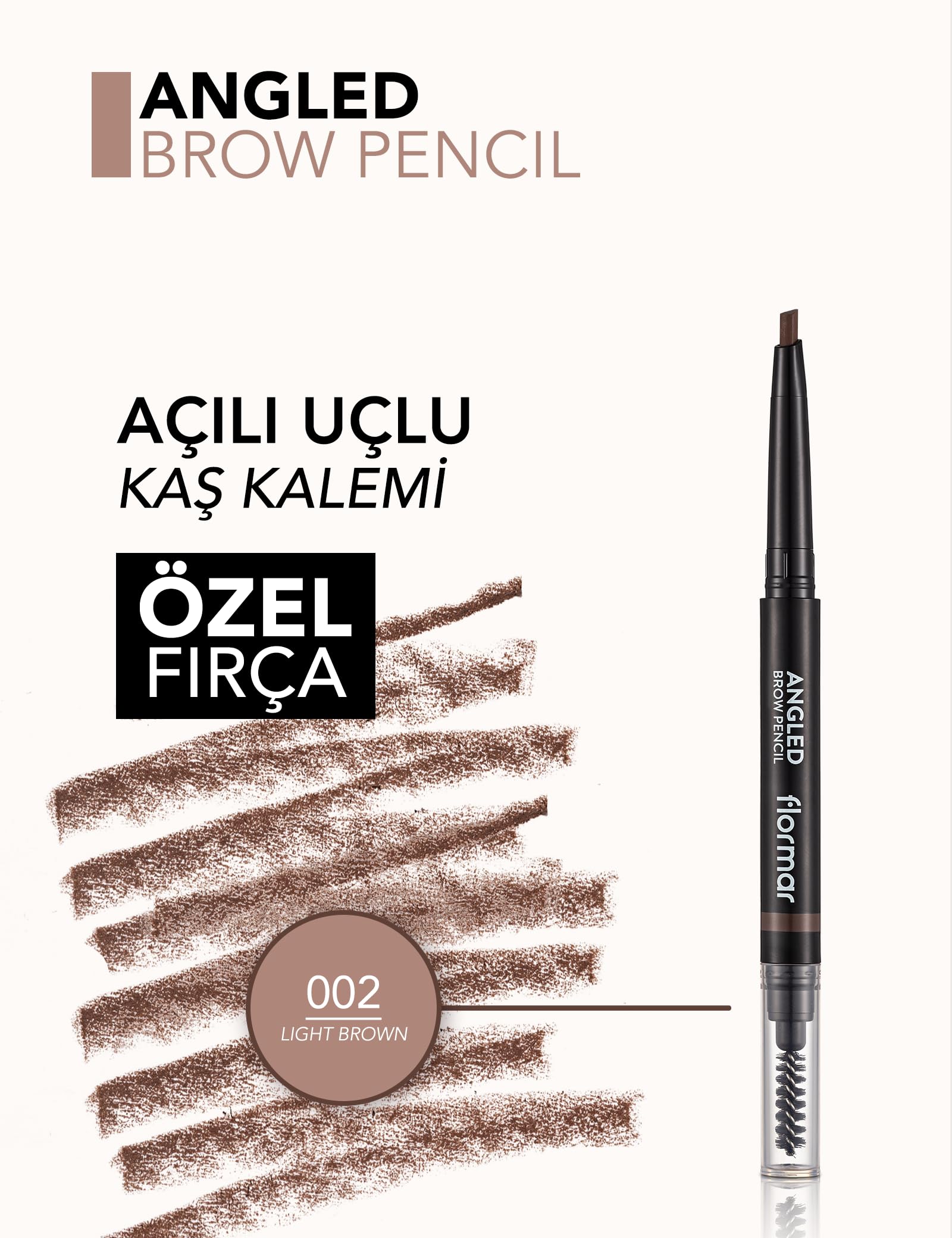 Angled Brow Fırça Başlıklı & Asansörlü Ucu Açılı Kaş Kalemi