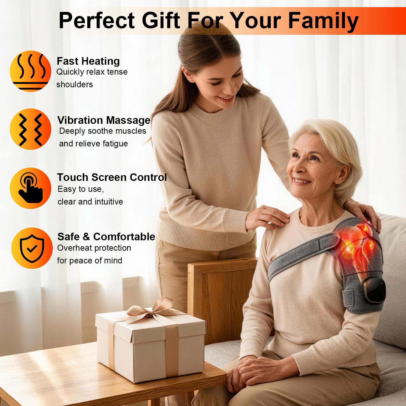 Schultermassagegerät,Nacken Schulter Massagegerät Gerät mit Vibration und Wärme,Kabellose Schultermassageauflage mit LCD Touchpanel für Zuhause und Büro,Beheizte Schulterbandage für Damen und Herren