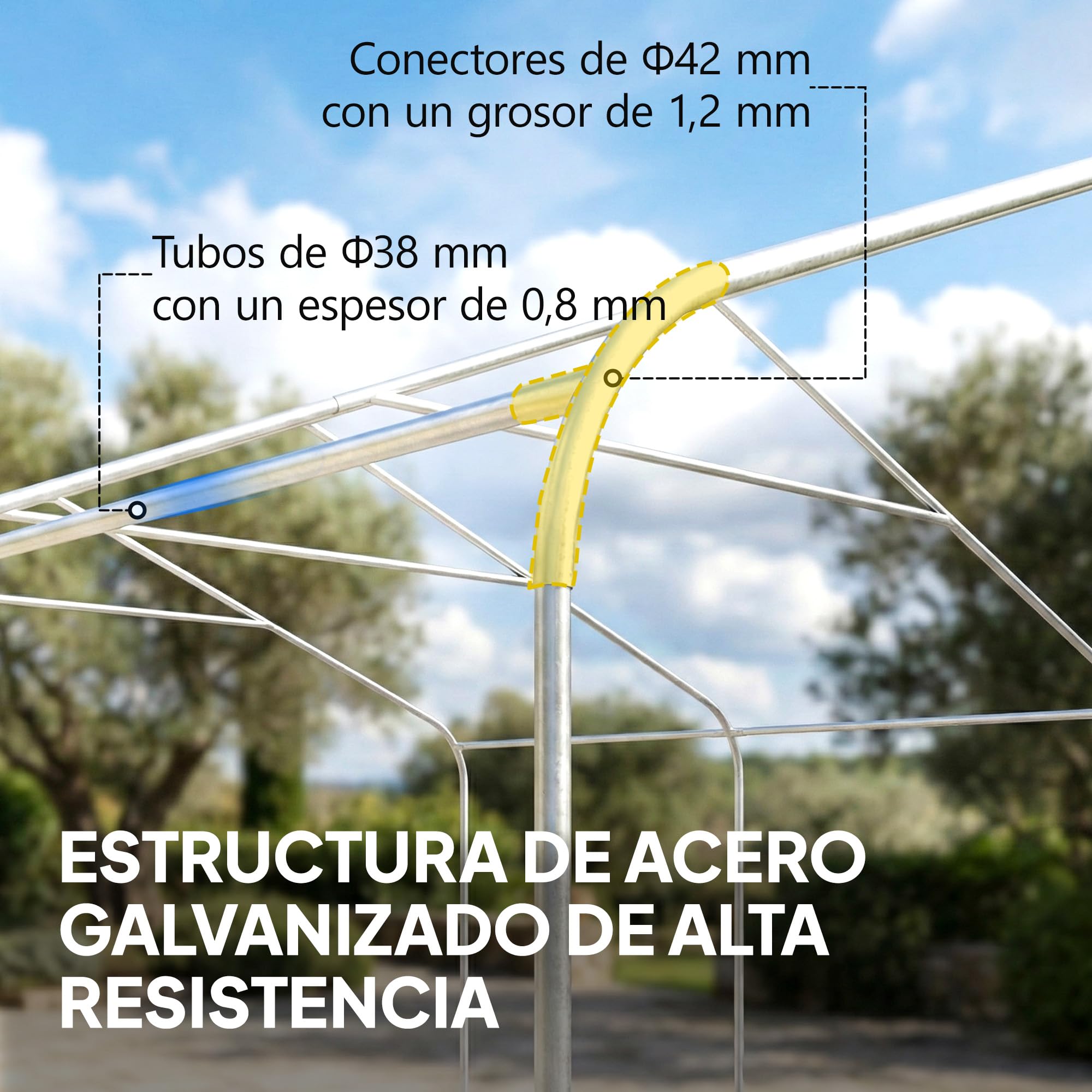 Outsunny Carpa Garaje Portátil 5x6 m Impermeable para Coche Blanco Crema | Estructura de Acero Galvanizado, Toldo Resistente Anti-UV, Garaje Exterior, Cobertizo para Herramientas de Jardín