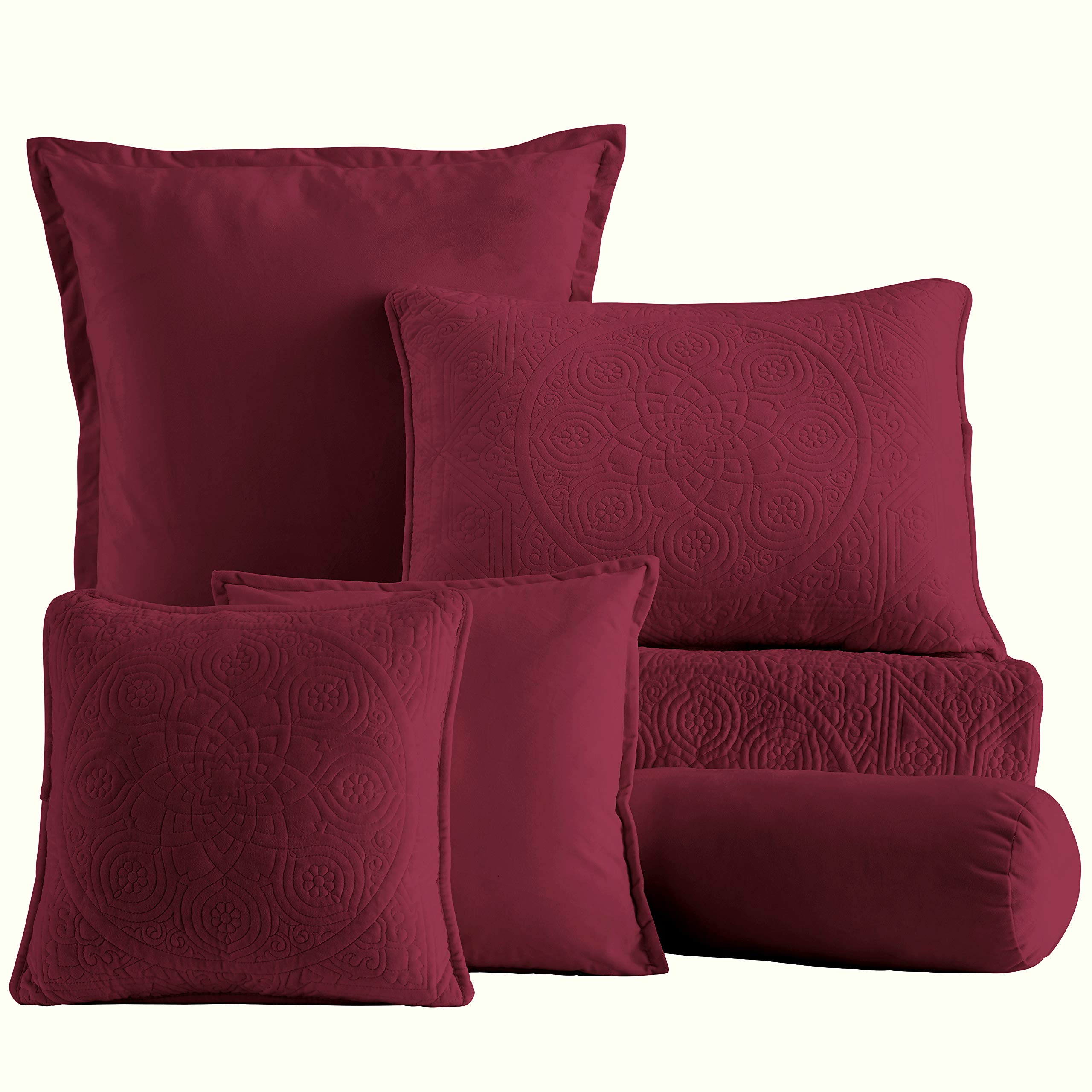Velvet Decorative Pillow Case Solid Premium Velvet Collection 16x16 Burgundy
