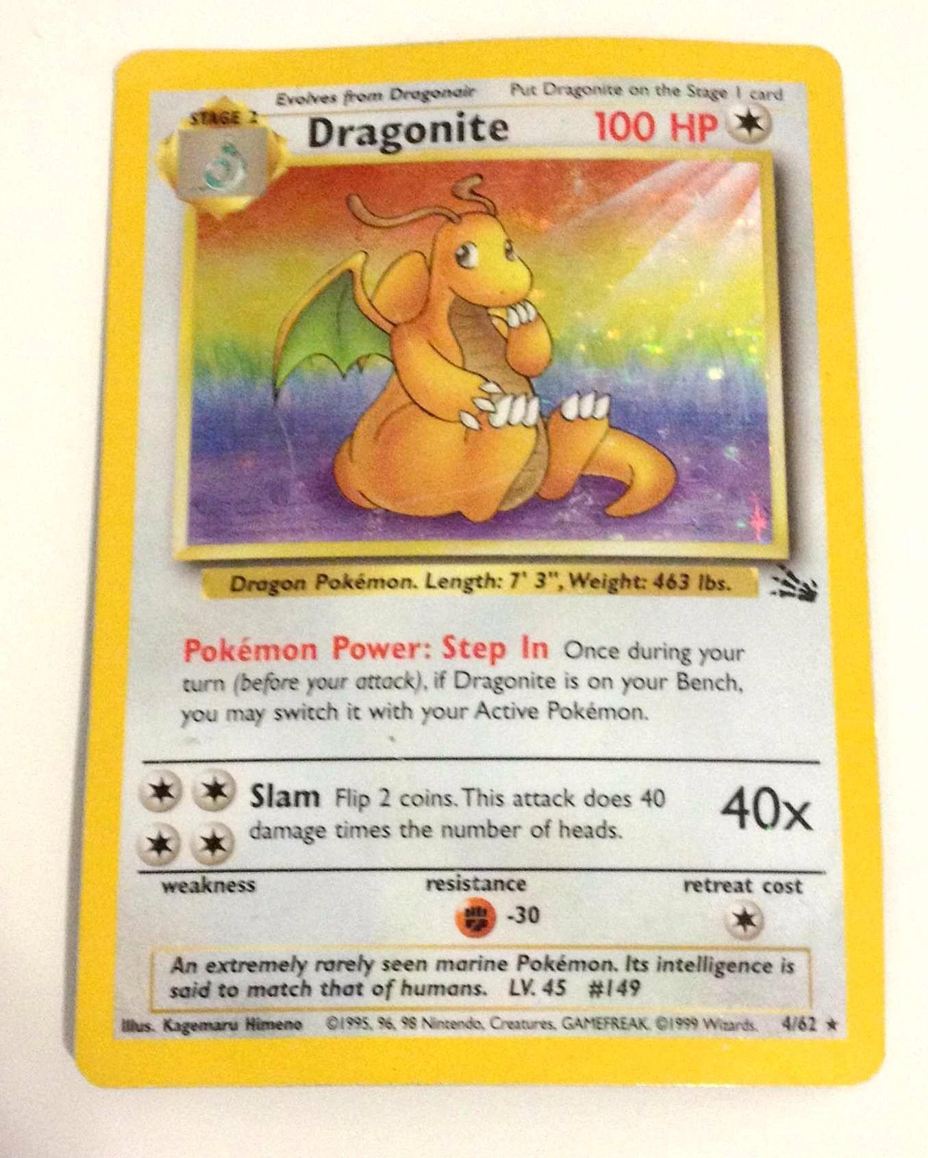 Amazon.com: Pokemon Dragonite 4/62 Holo Card [Toy] : Toys & Games