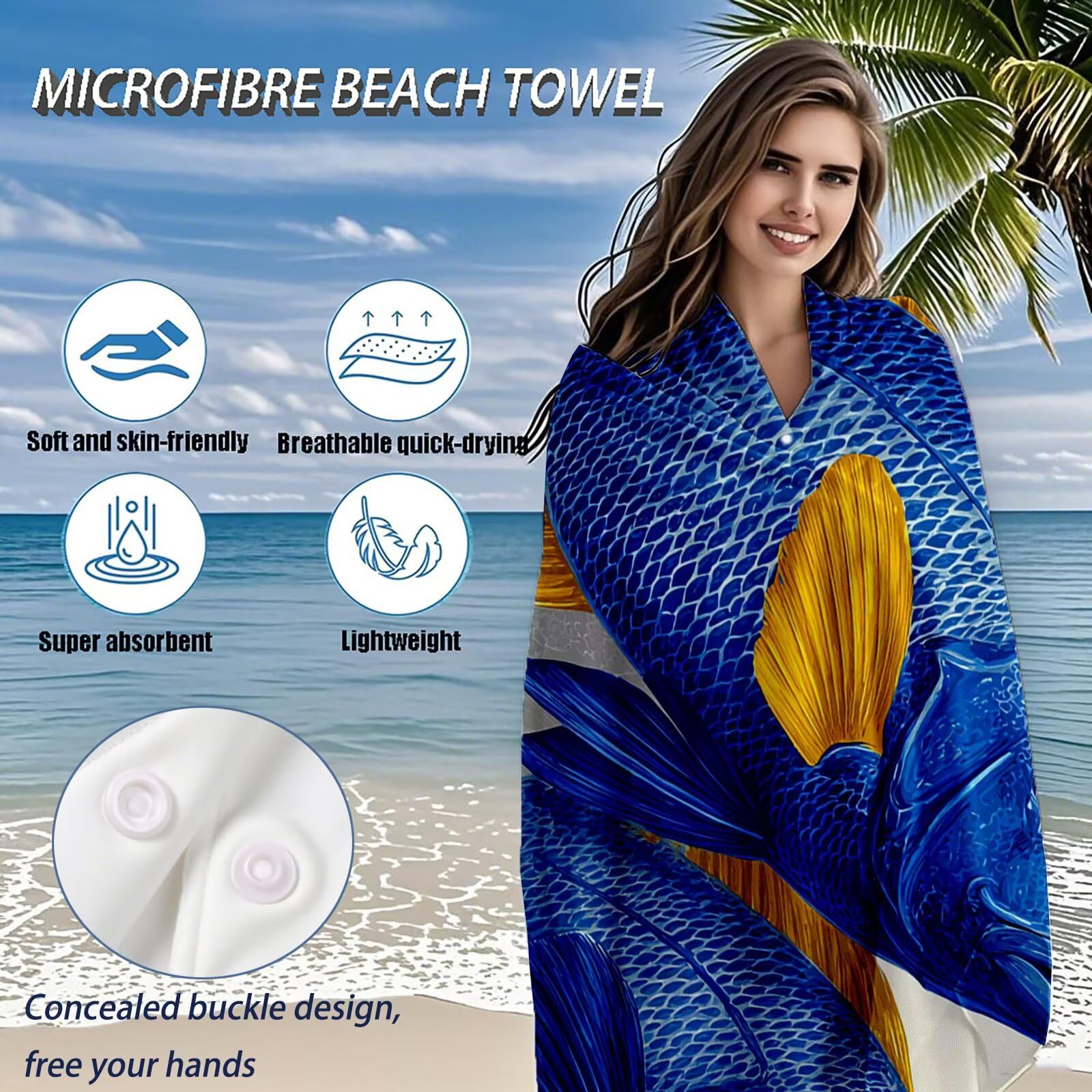 Serviette de Plage Microfibre Serviette Plage 100x220 2 Pack Séchage Rapide, Anti-Sable, Absorbante Fonction Drap de Plage XXL pour Bain, Sport, Voyages, Sauna, Piscine, Yoga, avec Sac Poisson Q-924