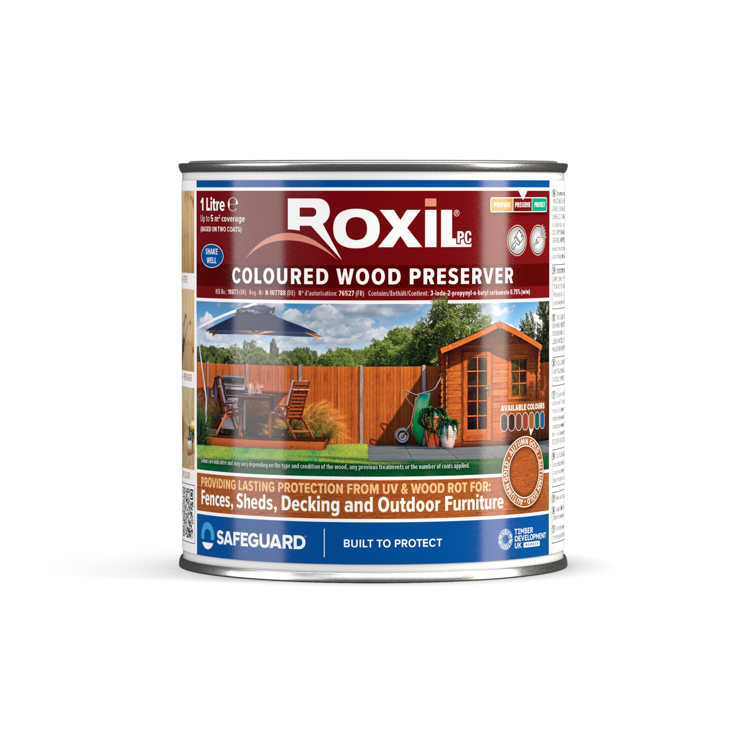 Roxil Brown Wood Preserver - 1L - Stain & Primer - 5 Year Protection
