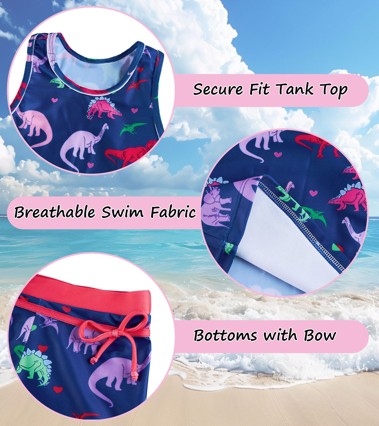 Belovecol Maillot de bain deux pièces tankini pour filles - Short d'été - Rashguard - Pour 4 à 16 ans
