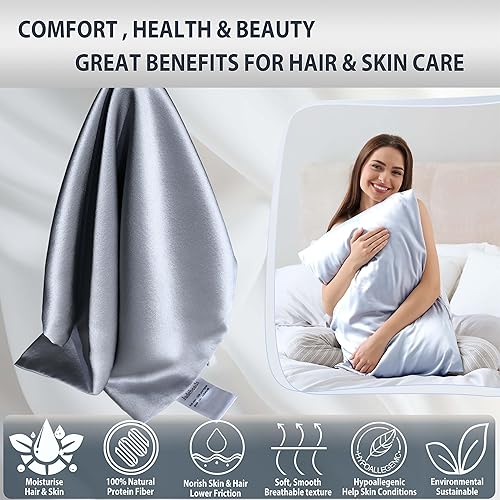 Miniatura 9 de Jadebeads Funda de almohada de seda de morera 100% pura 22Momme para cabello y piel, grado 6A, funda de almohada de seda blanca antiacné y