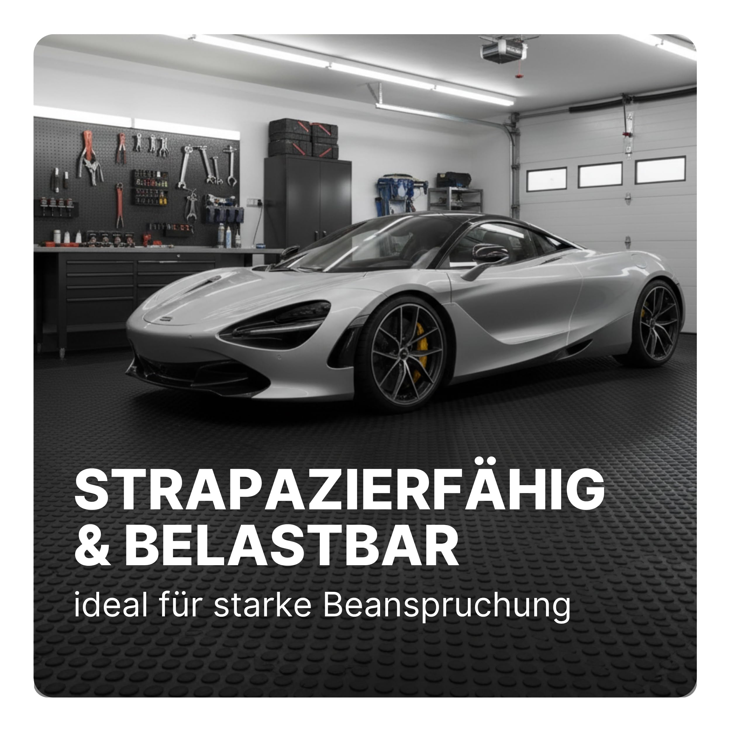 20x Gewerbeboden PVC Fliesen Noppen 48x48cm - VDP I Garagenboden Fliesen I Garagenboden klickfliesen I Garagenfliesen I Industrieboden I Werkstattboden I rutschfest & wasserdicht schwarz