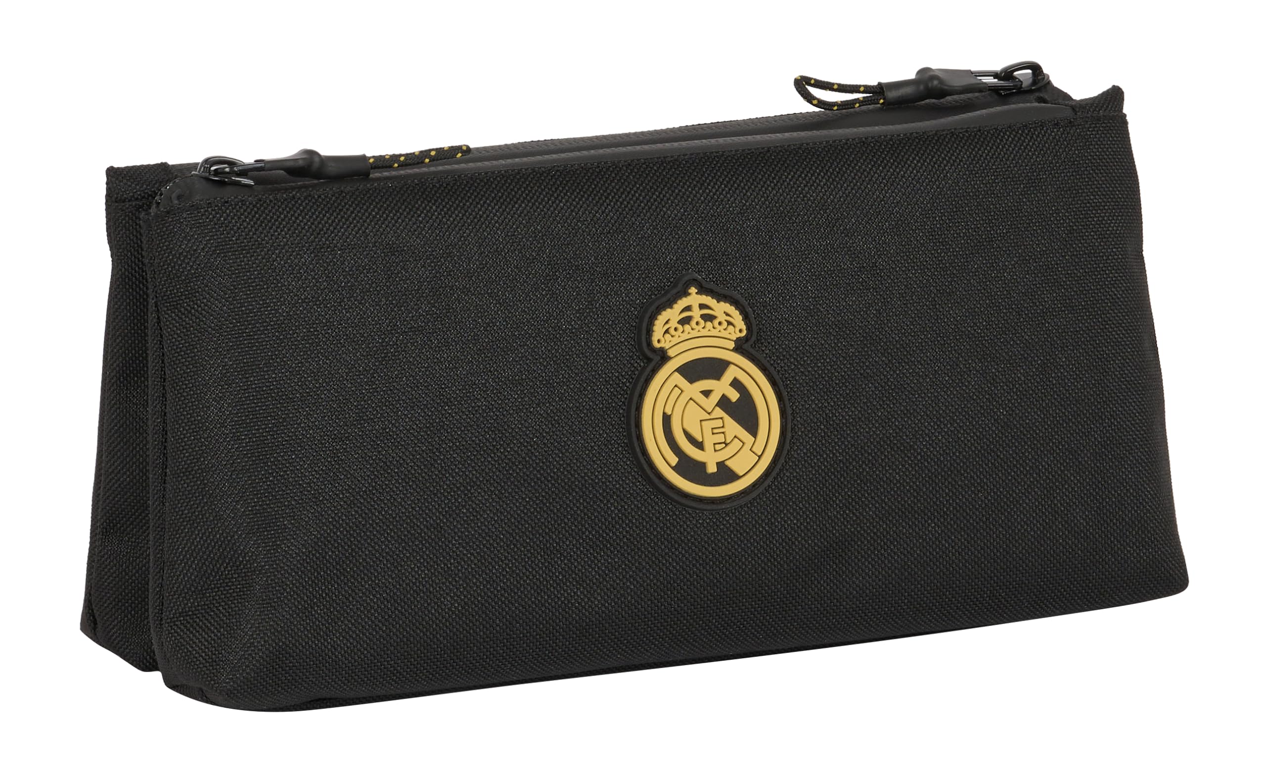 Real Madrid 3ª EQUIPACIÓN - Neceser Escolar Infantil, con Cremallera Simple, Ideal para Niños de Diferentes Edades, Cómodo y Versátil, Calidad y Resistencia, 22x8x10 cm, Color Negro