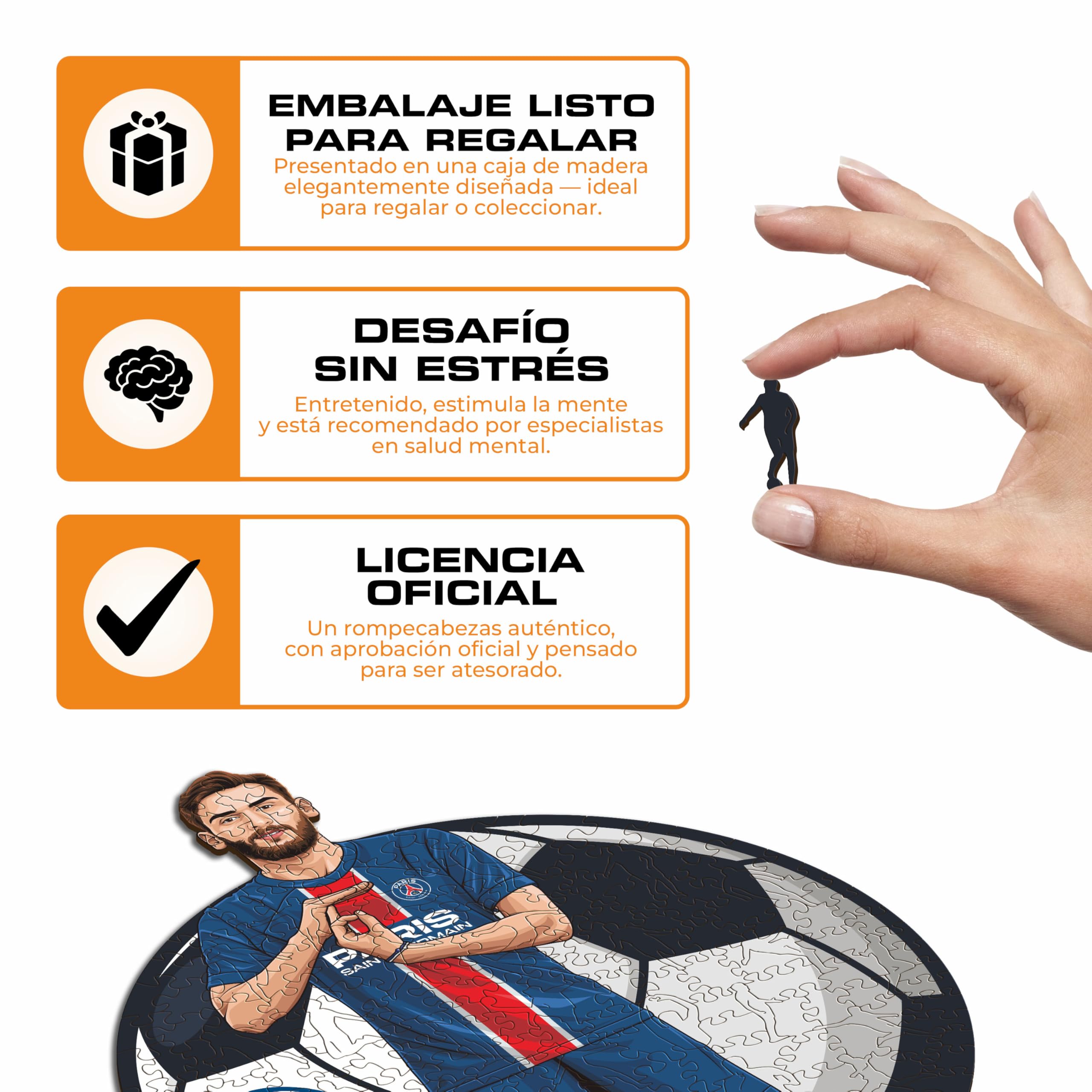 Iconic Puzzles - PSG, Khvicha Kvaratskhelia, oficjalnie licencjonowane drewniane puzzle, 100% trwałe, prezent dla dorosłych i dzieci, rozmiar L, 500 elementów