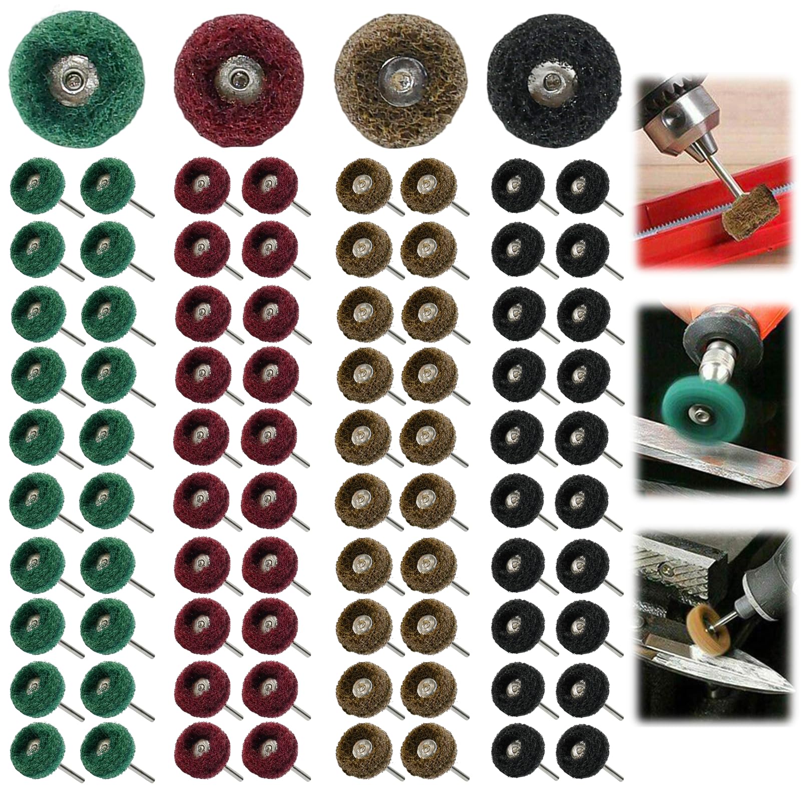 80Pz Set di Ruote Abrasive di Lucidatura 25mm Dischi Abrasivi per Lucidatura con Grana 120/180/320/400 Mole Abrasive per Lucidaturca con Manico 3mm per Utensili Rotanti per Vetro Metallo Legno