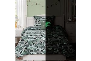 KALEIDOSPACE Twin Size Dinosaur Bedding Set: Unleash a Glowing Jurassic Journey