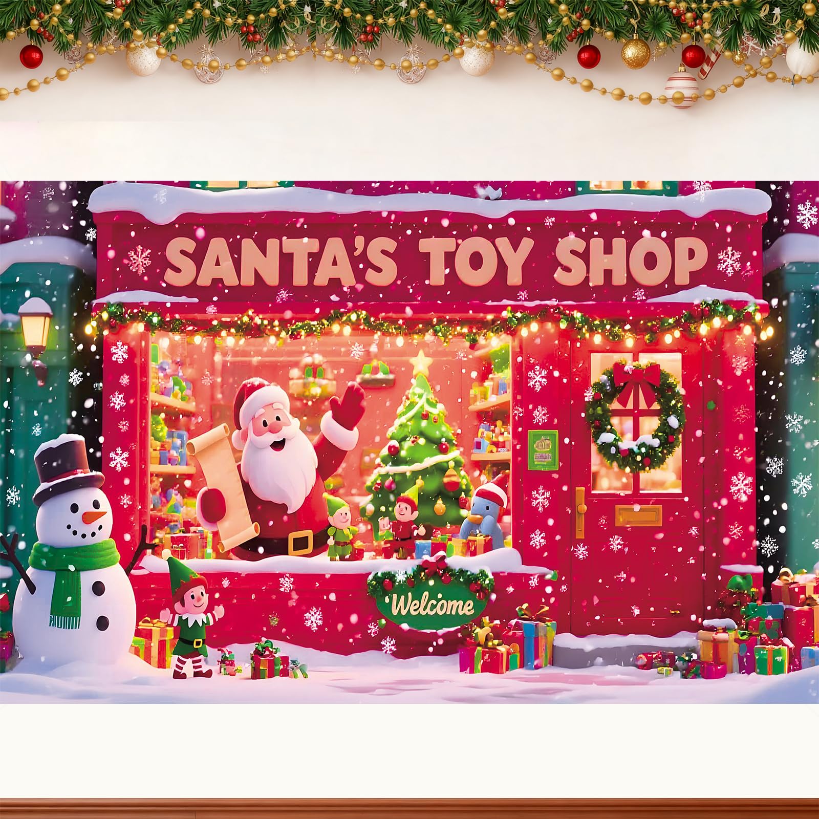 WNSMYJDP Christmas Backdrop Xmas Decorations 45.3 x 71 Inches for Family Party Pictures Decor Photography Background with Hanging Holes (Red 1)