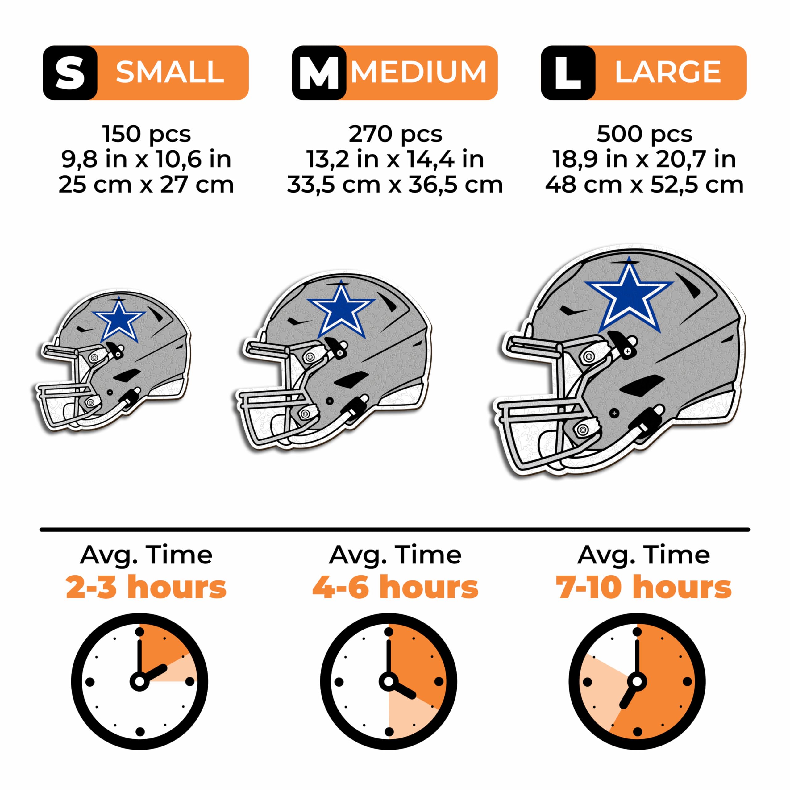 Iconic Puzzles - Kask Dallas Cowboys Oficjalnie Licencjonowany NFL, Drewniane Puzzle w 100% Zrównoważony, Prezent Dla Dorosłych i Dzieci Rozmiar M 270 szt