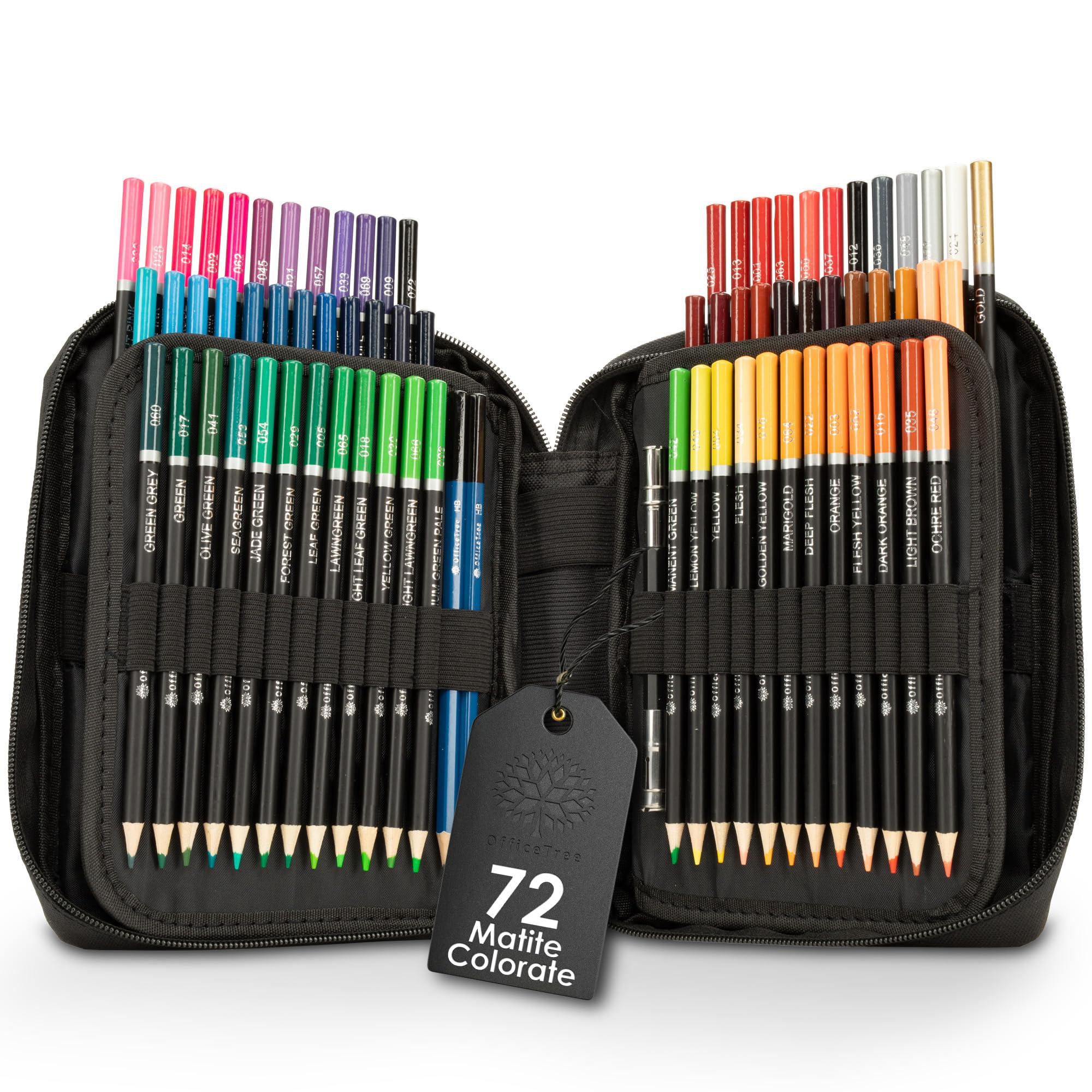 OfficeTree 72x Matite Colorate Professionali - Set Pastelli Professionali - Mina Morbida a Base d'Olio incl. Accessori - Valigetta Colori a Matita Professionali - Set Colori Professionali da Disegno