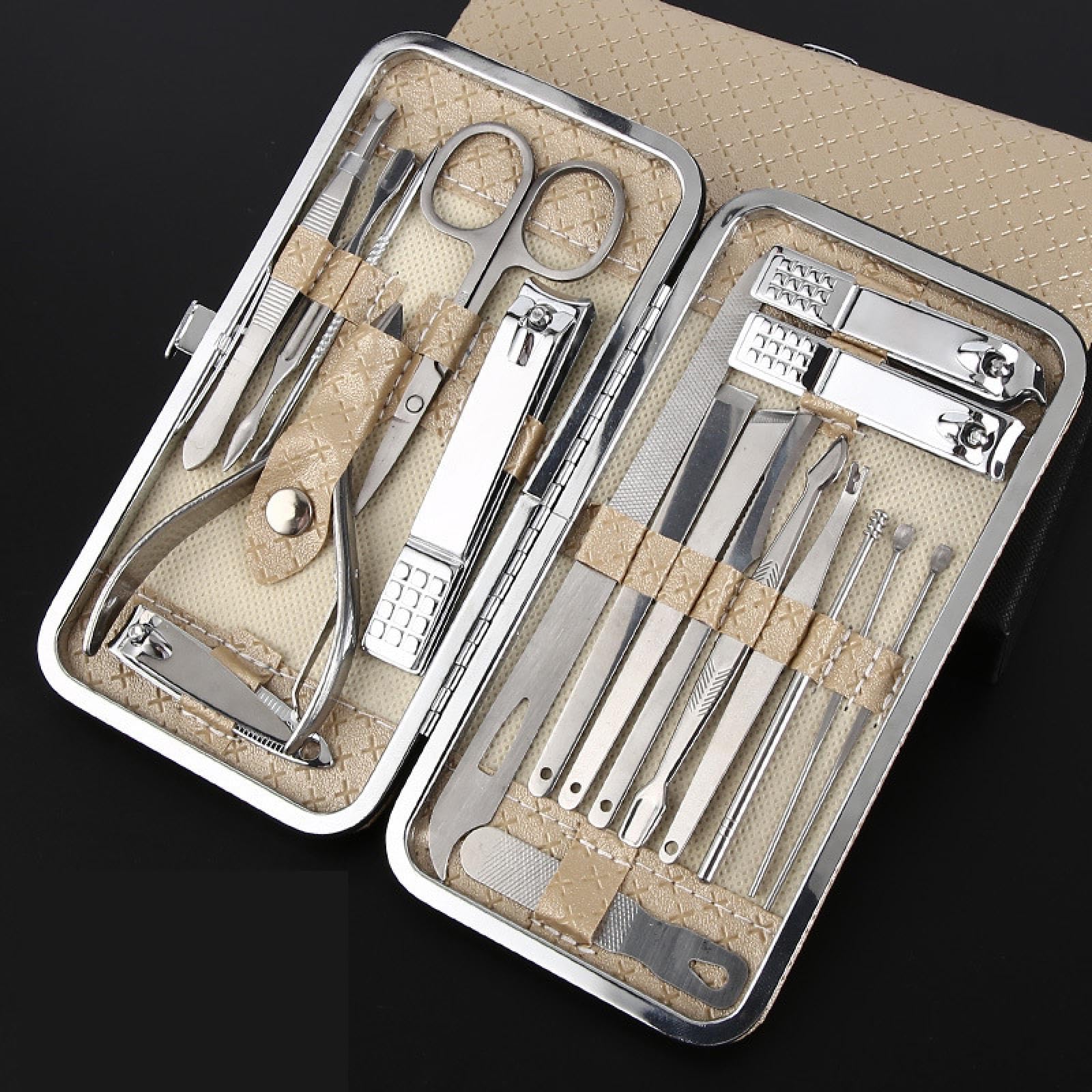 Photo 1 of 9/11/16/19 Pcs Manicure Cutters Nail Clipper Set Steel Stainless Ear Spoon Nail Clippers Pedicure Nail Art Tool Manicure Gold-19 Piece Set