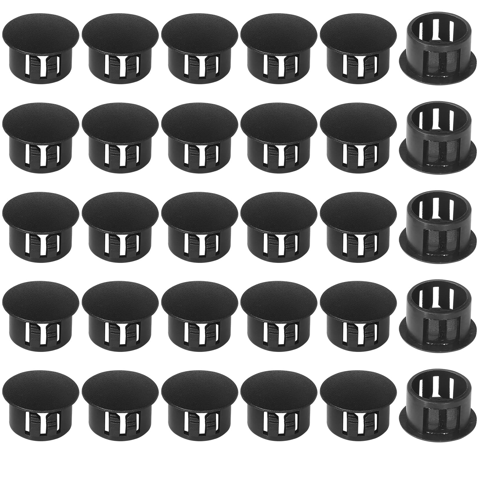15mm Plastic Hole Plugs - Masendelk Snap-in End Caps - Black - 30pcs