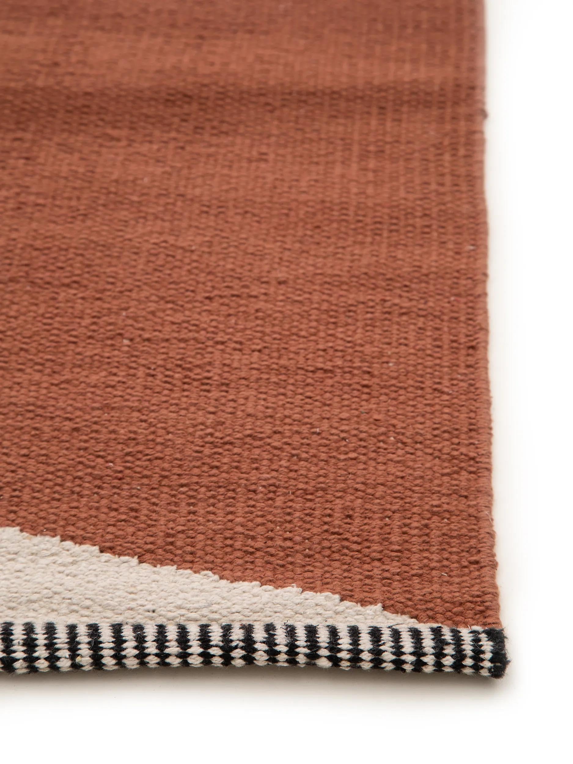 benuta Pop Lenny Tapis en coton - Terracotta 70 x 200 cm - 100 % coton - Chemin de couloir & style : abstrait, géométrique, rayures, minimaliste, naturel, rétro, facile d'entretien, pour salon