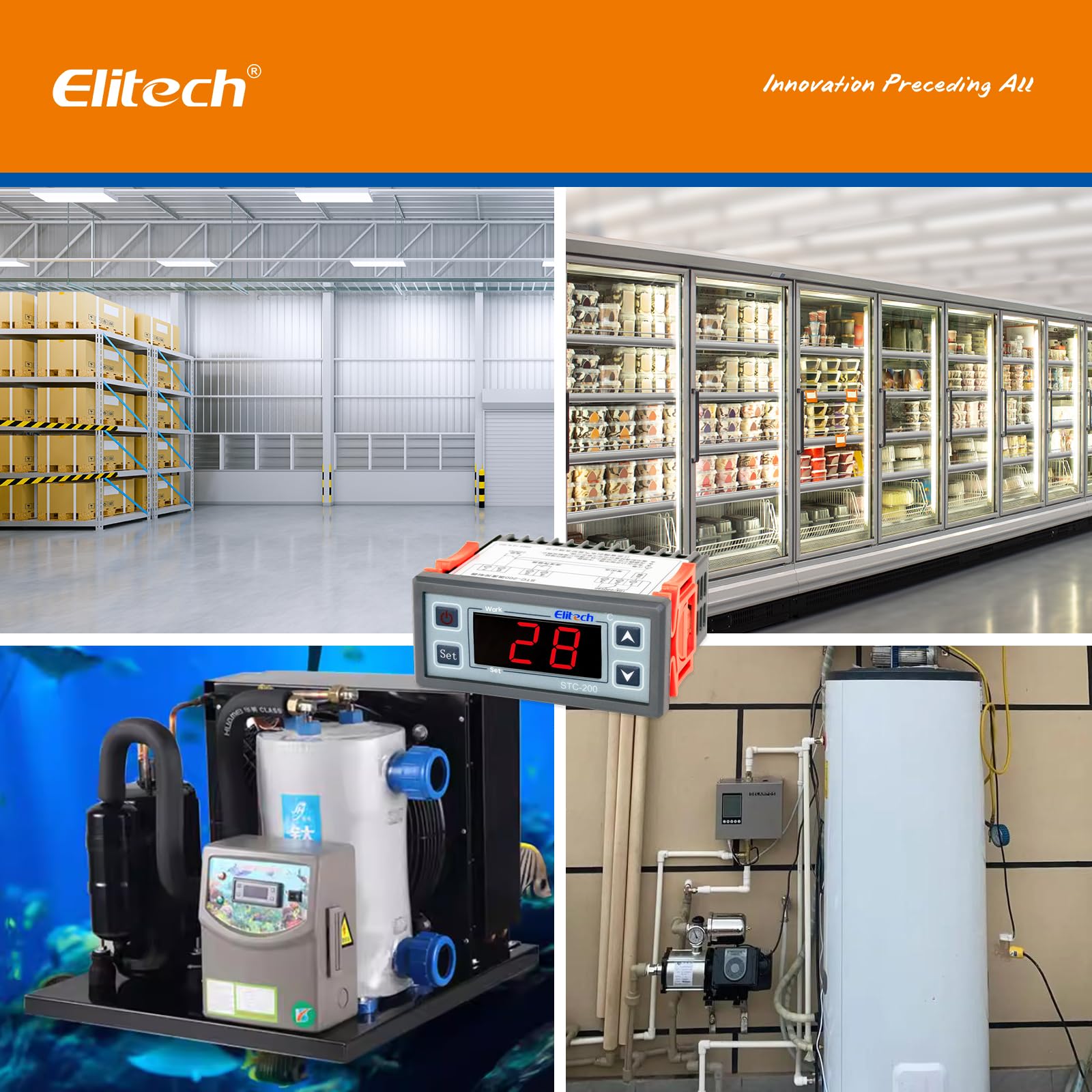 Elitech STC-200+ Régulateur de température numérique avec mode refroidissement/chauffage/alarme, retard du compresseur et réglage de paramètres en 2 étapes, pour réfrigérateur, congélateur, aquarium