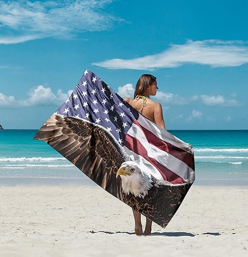 Miniatura 2 de American Eagle - Toalla de playa de microfibra de 30 x 60 pulgadas, sin arena, de secado rápido, para adultos, adolescentes y niños (bandera de