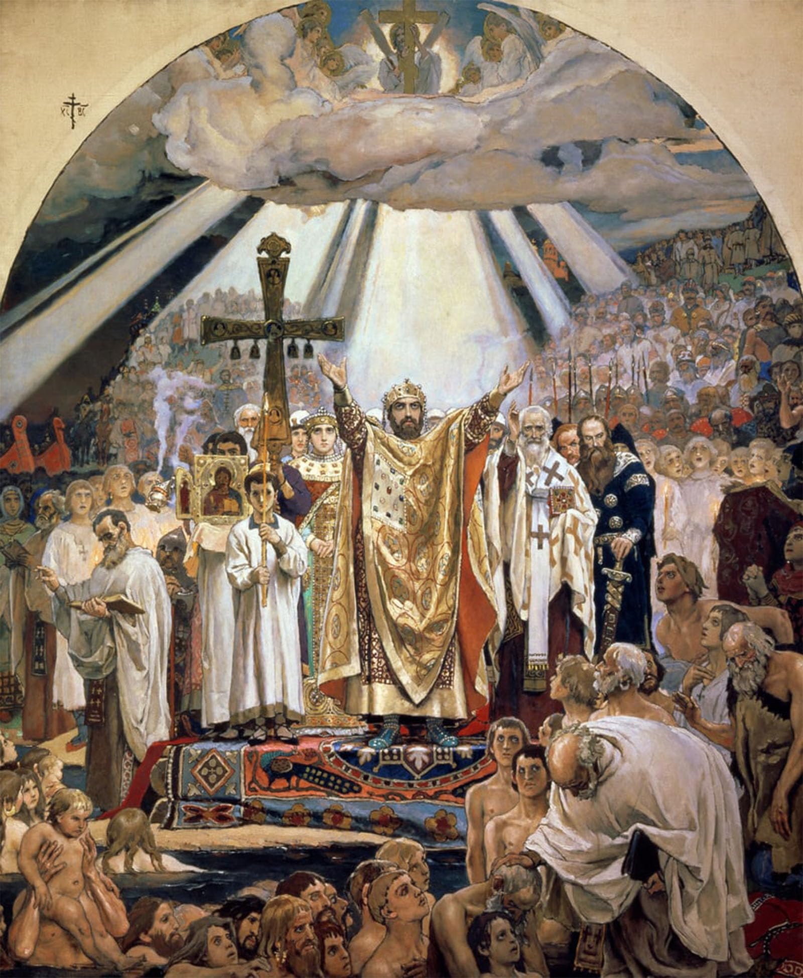 SERENDIPITP Abstract Painting Mural Print Picture Wall Decor Painting Baptism of Rus by Mikhailovich Vasnetsov Vintage Wall Artwork for Home Decor 60x90cm