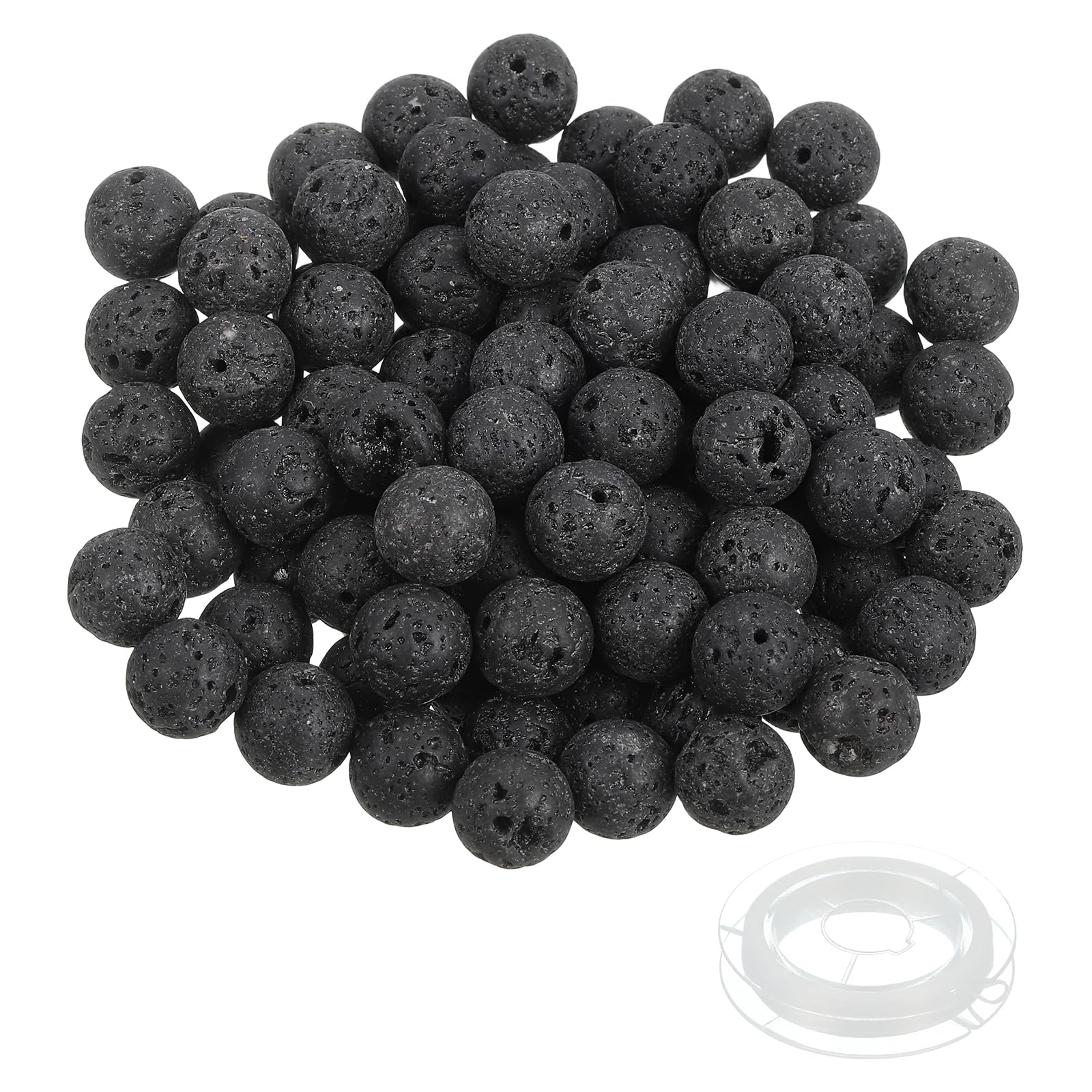 PATIKIL 10mm Black Lavatory Beads, 100 Pcs Round Natural Gemstone Smooth Stone Beads Turquoise Genuine Stone for Bracelet Necklace Jewelry Making DIY