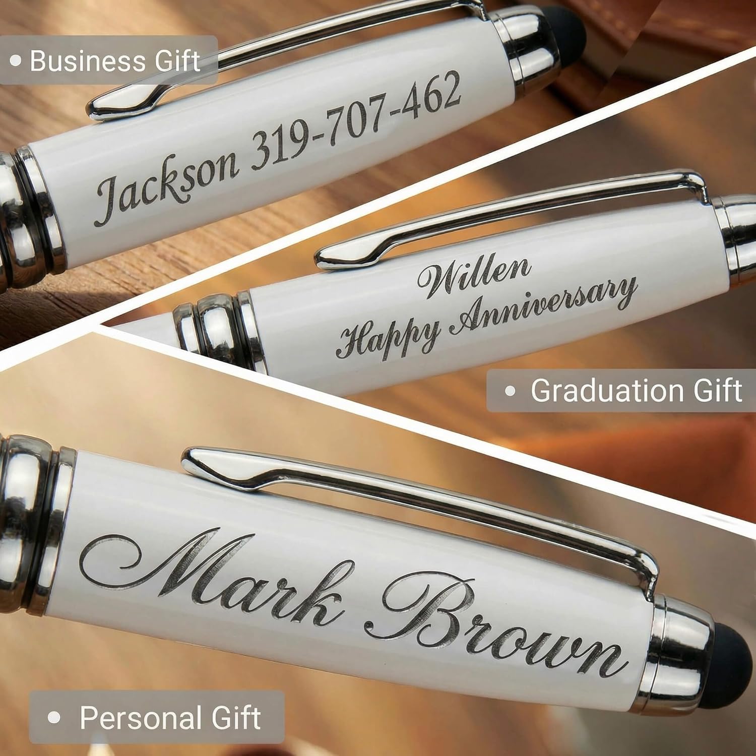 Yastar Personalized Ballpoint Pens, Quality Metal Crystal Pens - Custom your Name or Message, Wiht 10 Black Ink Refills Stylus pens Gift for Office, Anniversaries, Graduations, Birthdays 12pcs/Pack