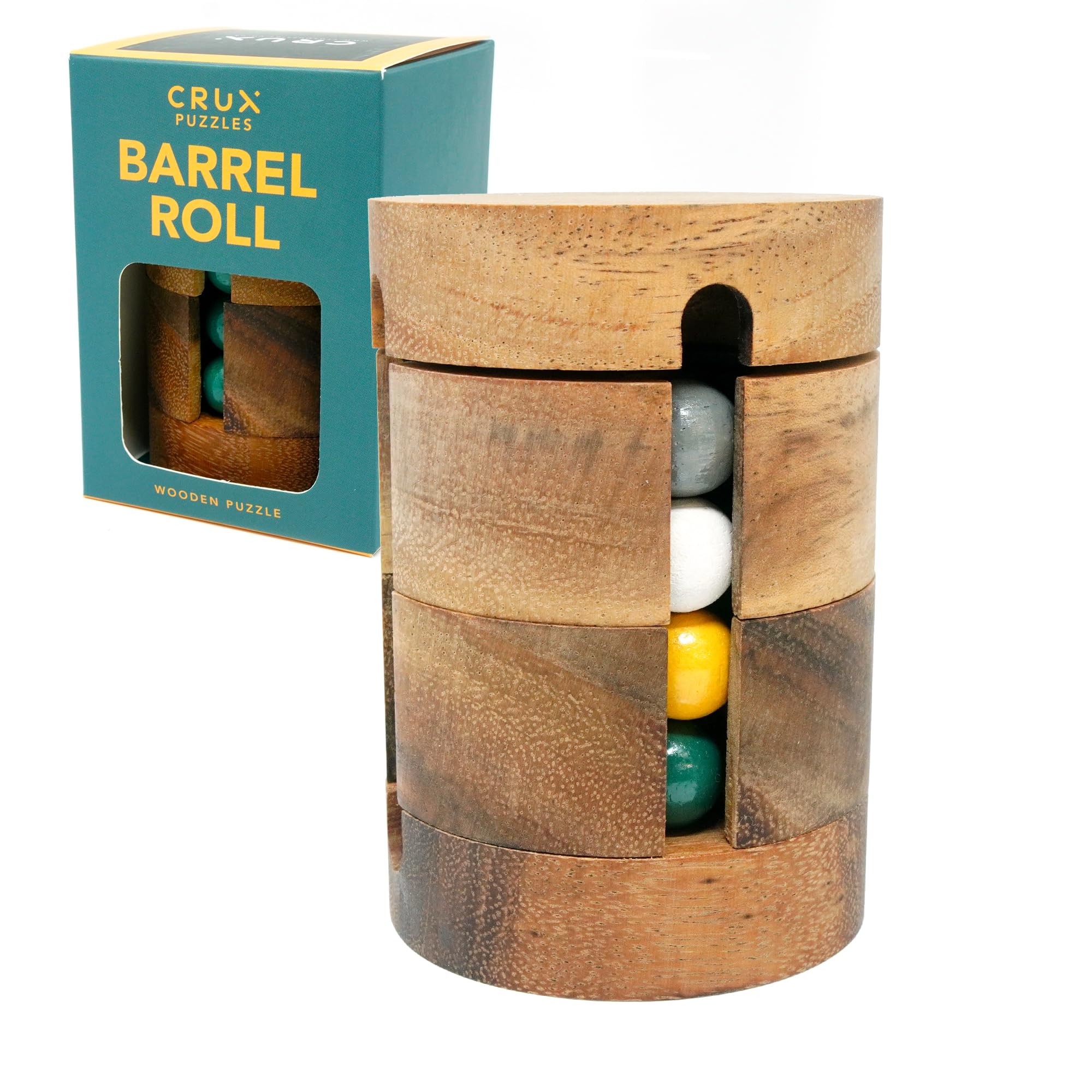 Barrel Roll Puzzle - Premium, Difficult Wooden Brainteaser Puzzle Gift - STEM Desk Toy
