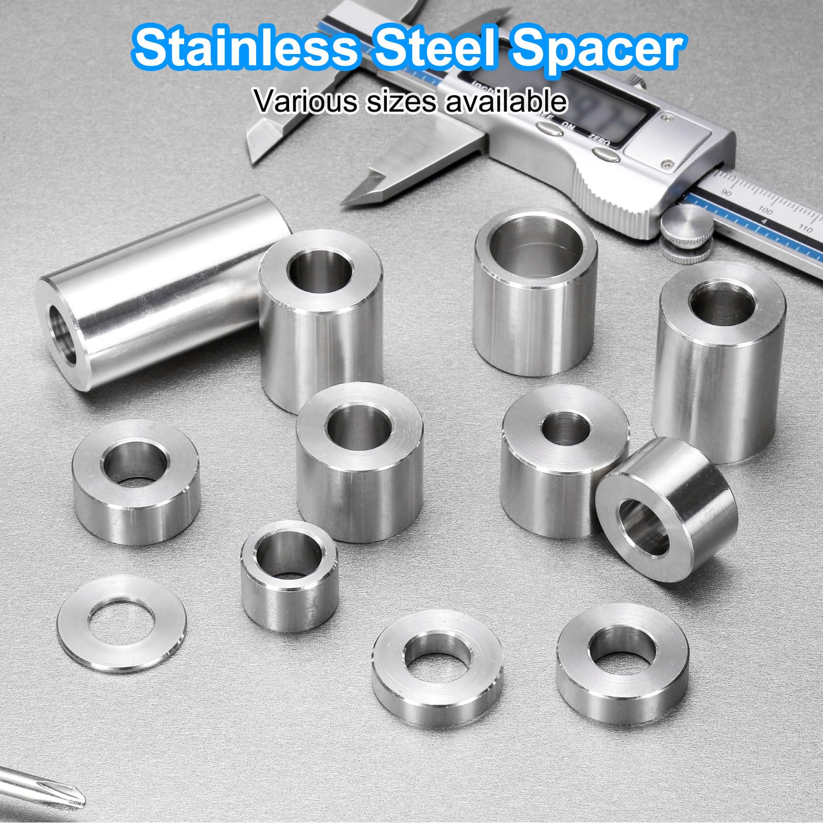 uxcell Lot de 10 entretoises rondes en acier inoxydable de 1,27 cm de diamètre extérieur x 1,9 cm de long pour vis et boulons M12