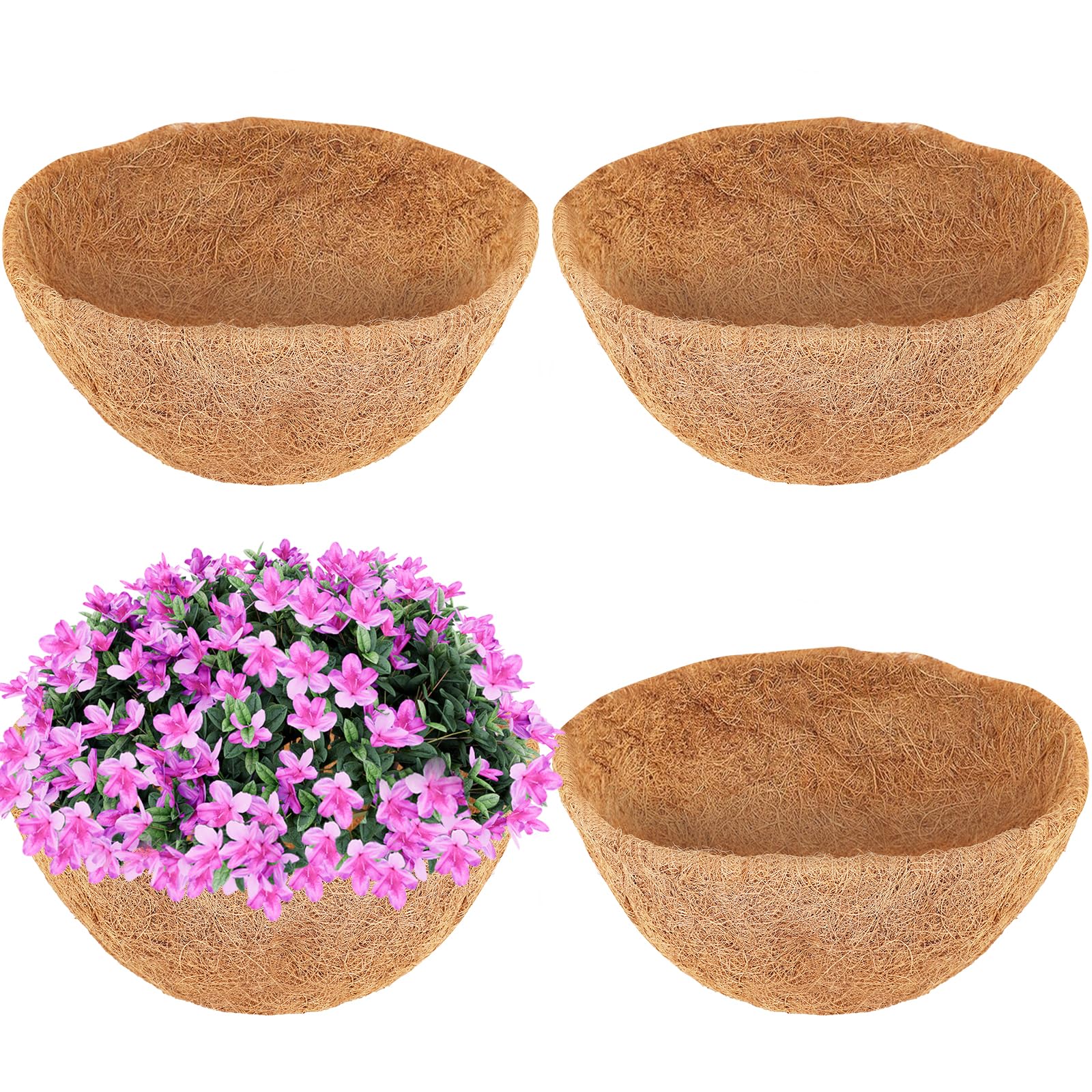 Doublure en coco naturelle de 50 cm pour embellir vos paniers de fleurs suspendus au jardin