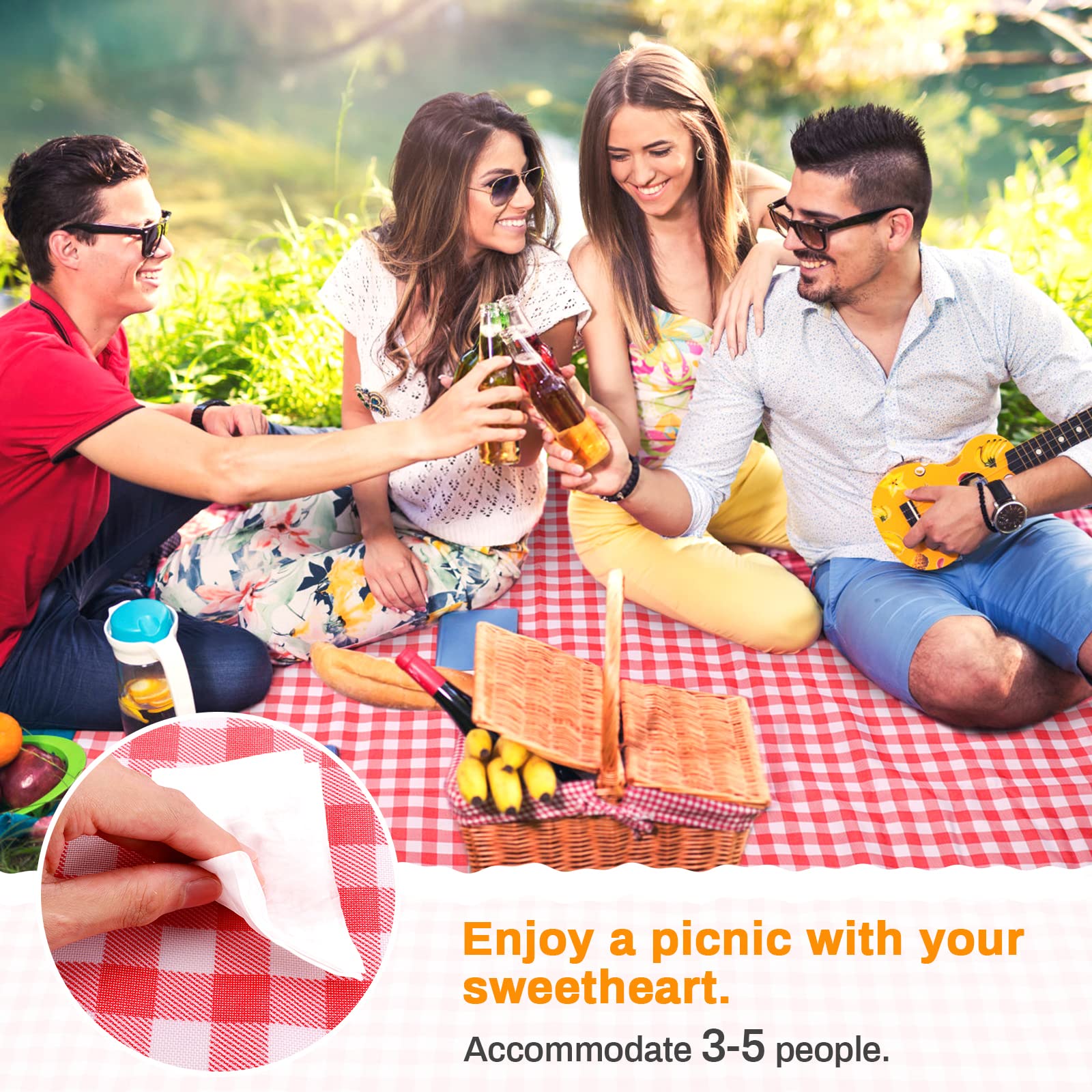 Quorlis Picknickdecke 150x200 Cm - Wasserdicht & Faltbar Für Park, Strand & Camping