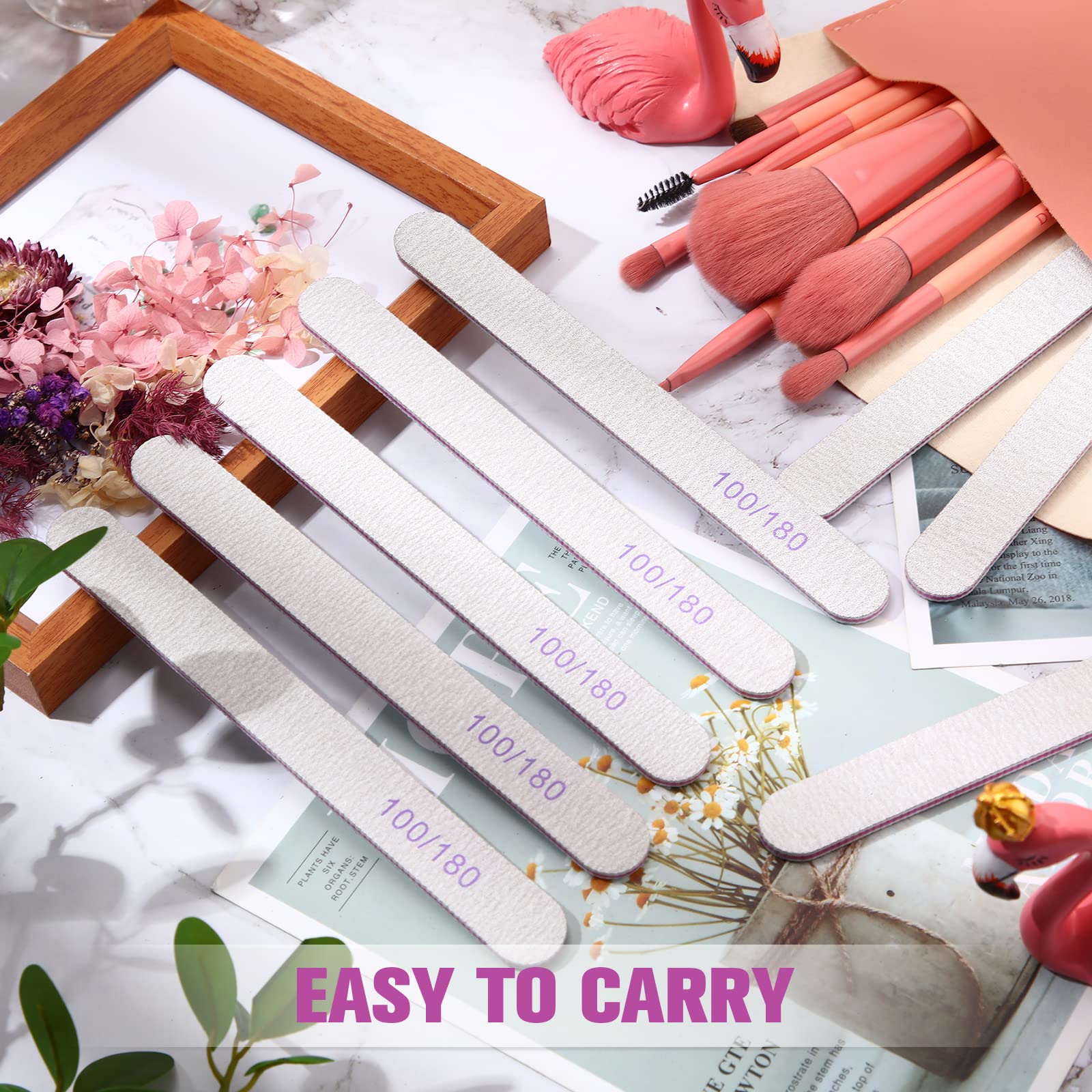 150 limas de uñas de grano 100/180 de doble cara de esmeril lavables, tablas de esmeril reutilizables, herramientas de manicura para uñas naturales, uñas acrílicas, uso en el hogar y el salón