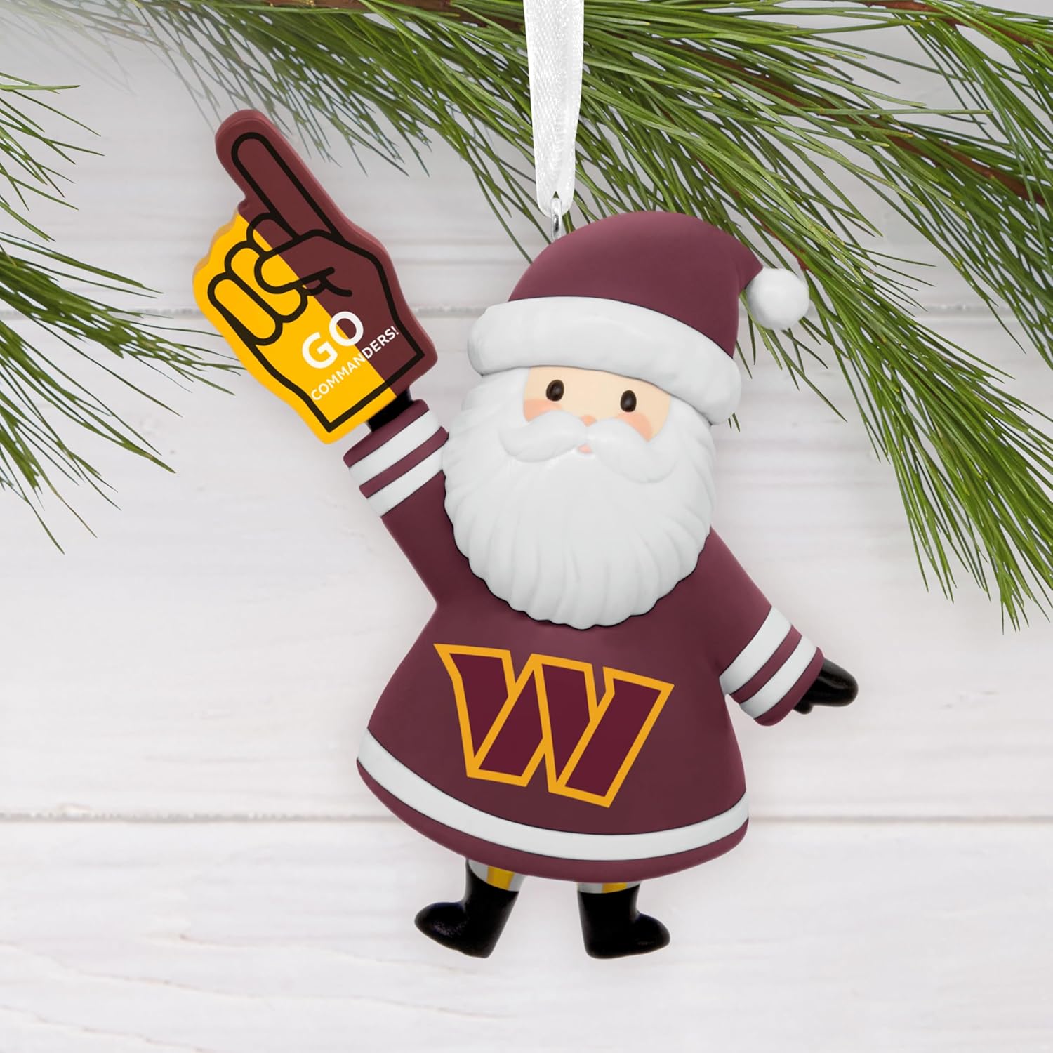 Hallmark NFL Washington Commanders Santa Fan Christmas Ornament, Gifts for Sports Fans - Image 3