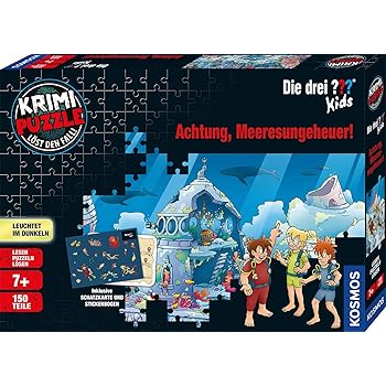 Kosmos 680664 Krimi Puzzle Die Drei Kids Achtung Meeresungeheuer Leuchtet Im Dunkeln 150 Teile Lesen Puzzeln Ratsel Losen Fur Kinder Ab 7 Jahre Amazon De Spielzeug