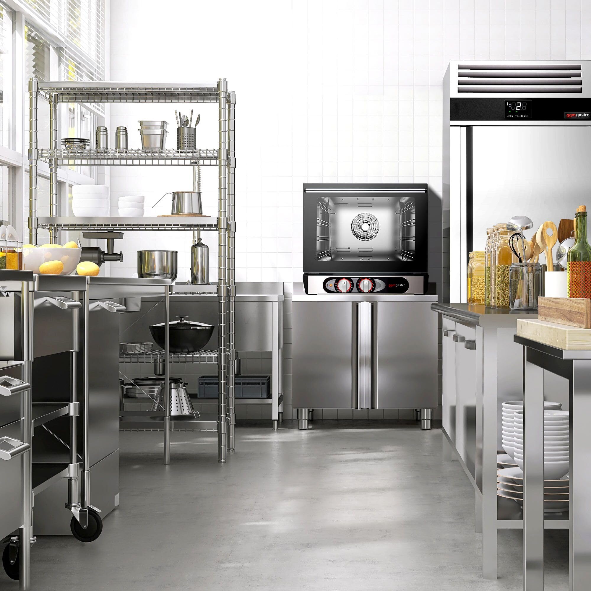 GGM Gastro Heißluftofen Kompakt 4 Bleche 450x340mm | Ideal für die Profiküche, robuste Edelstahlkonstruktion, präzise manuelle Temperatursteuerung, zeitsparende Reinigung